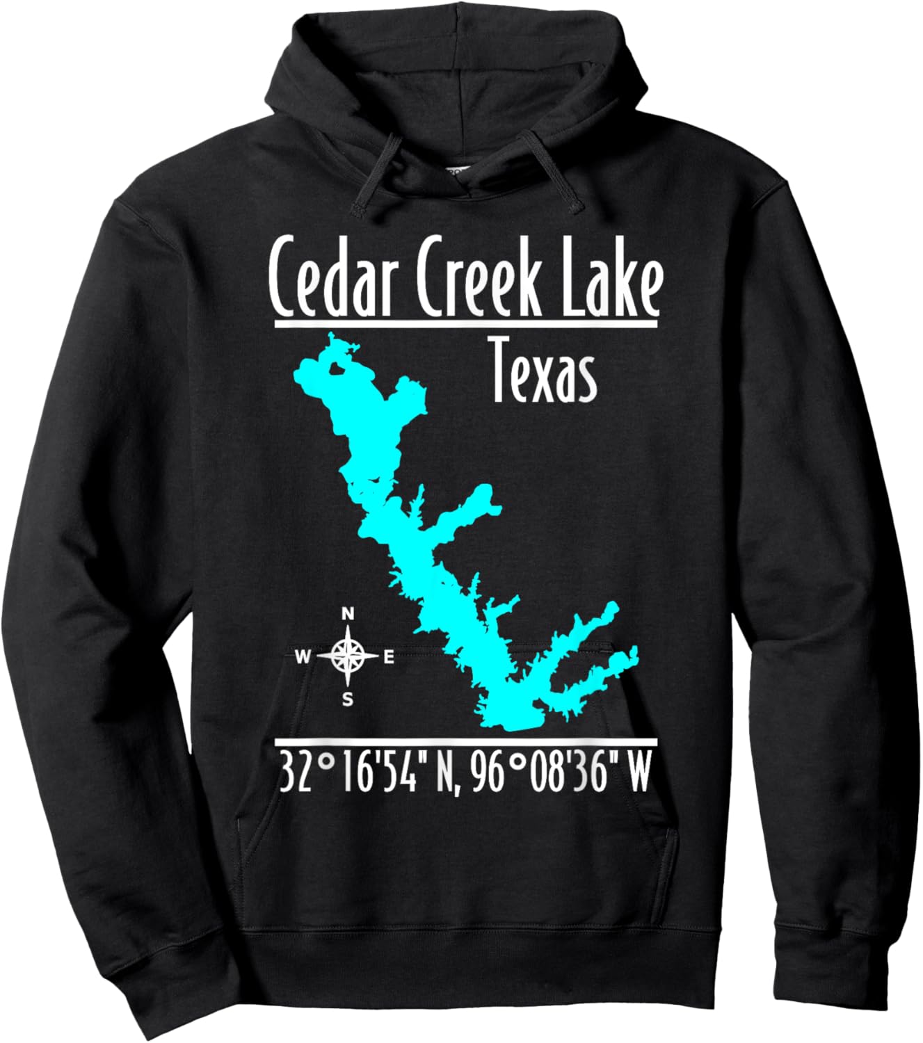 Modern Cedar Creek Lake - Texas Hoodie - Hoodie | Black