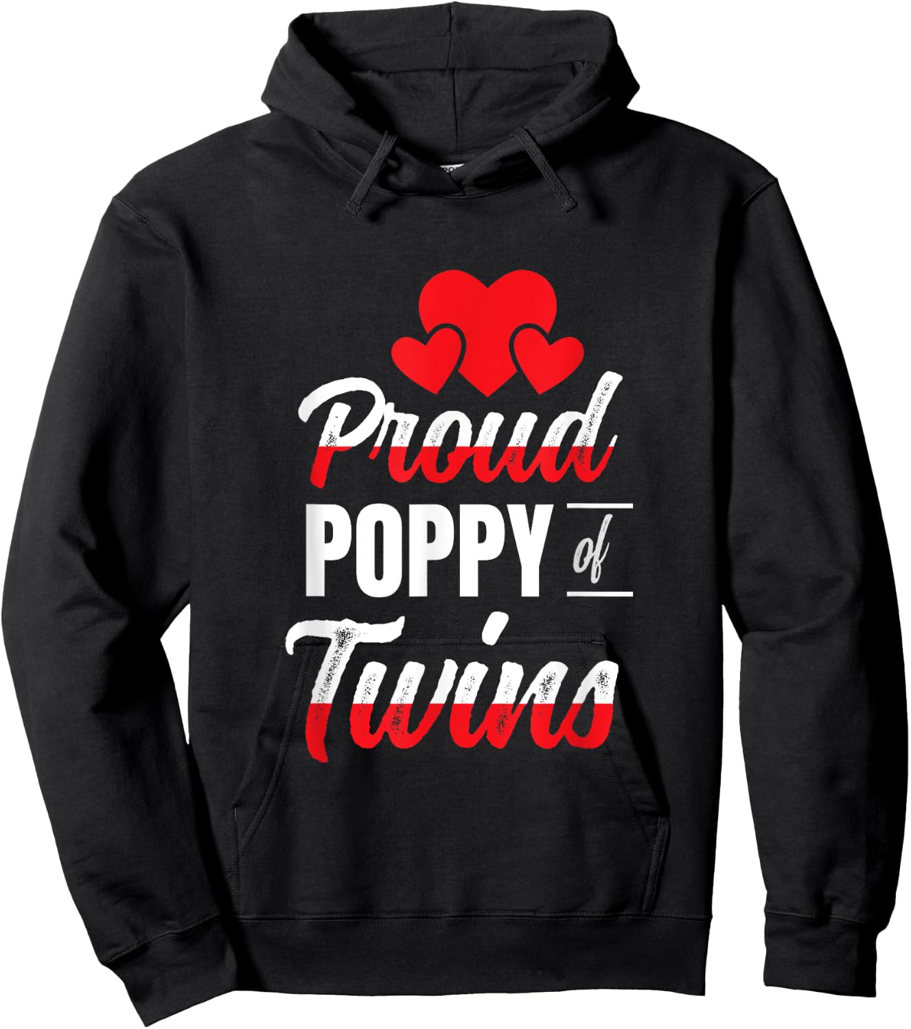 Proud Poppy of Twins Best Fathers Day Dad Of Twins Hoodie - Hoodie | Black