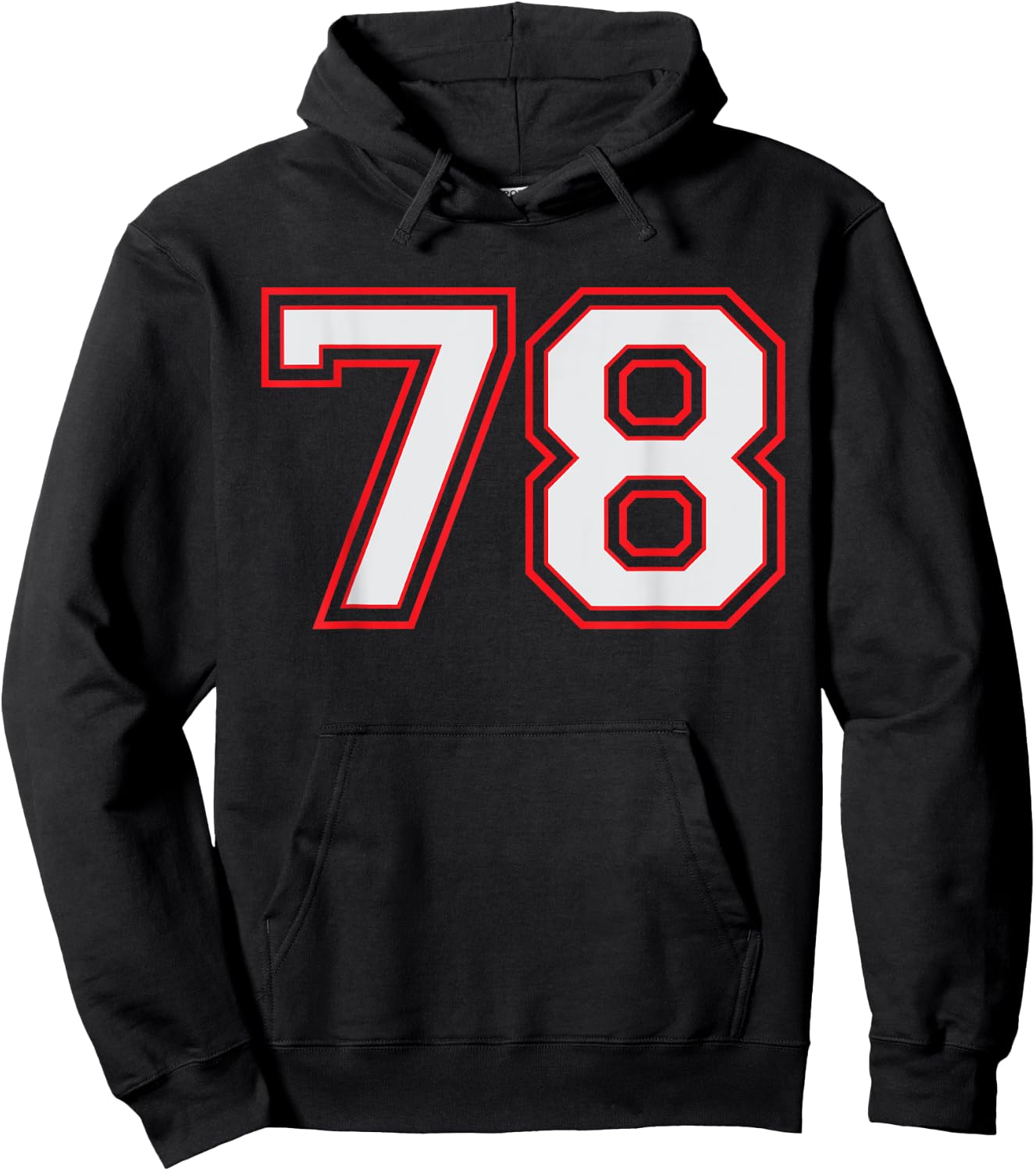 Red Number 78 Sports Player Jersey Fun Game Winner #78 Lucky Hoodie - Hoodie | Black