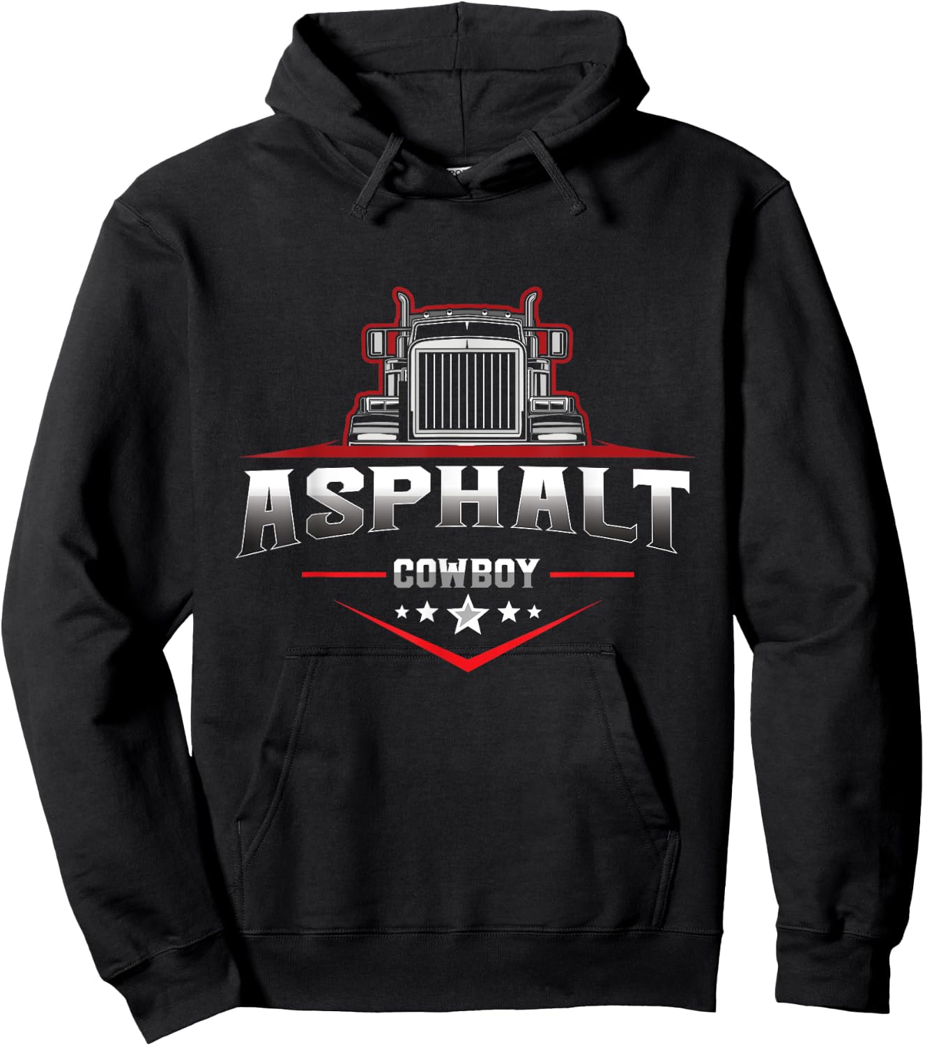 Asphalt Cowboy Trucker Truck Driver Highway 18 Wheeler Road Hoodie - Hoodie | Black