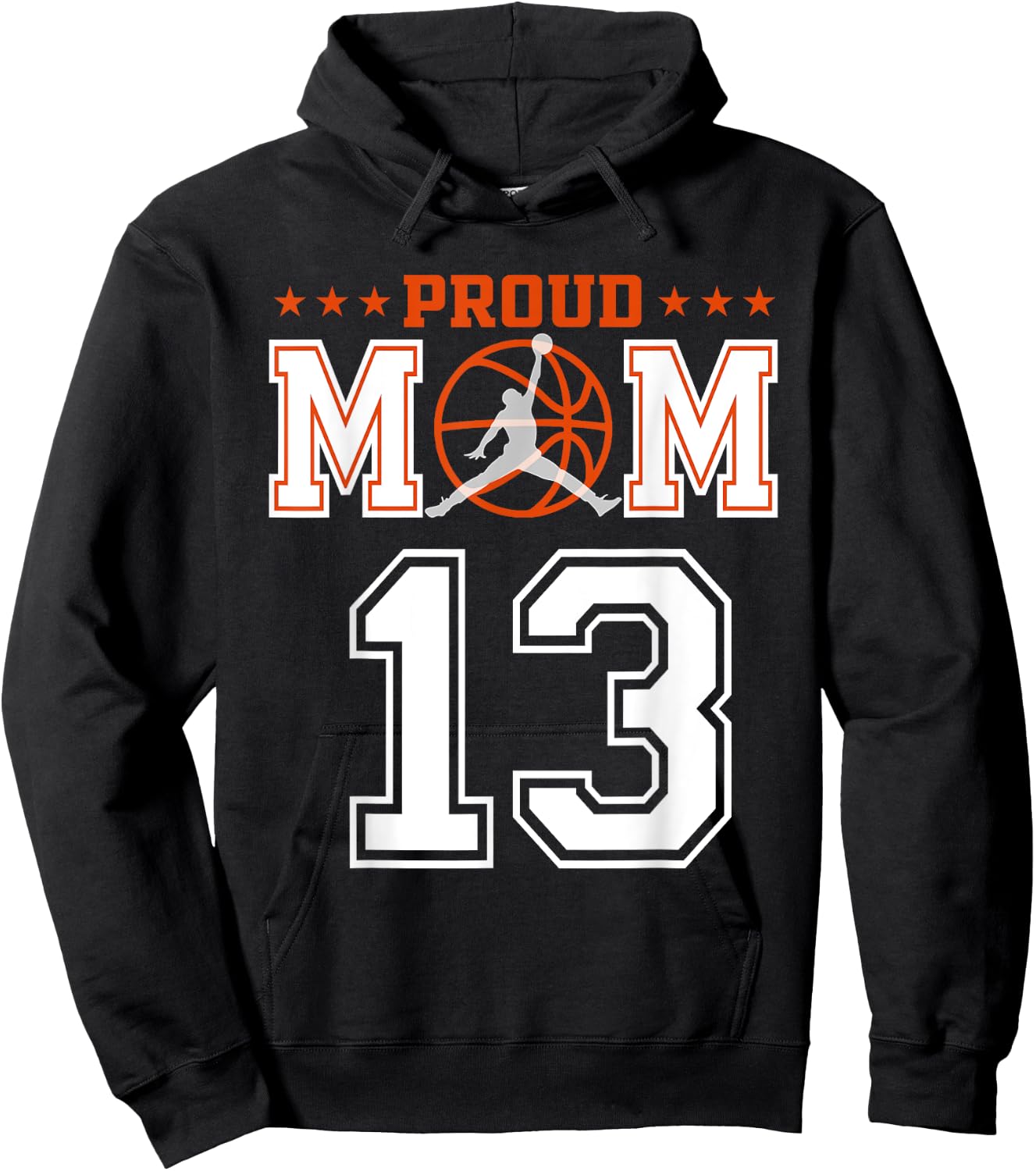 Custom Number 13 Proud Basketball Mom Personalized Sport Lov Hoodie - Hoodie | Black