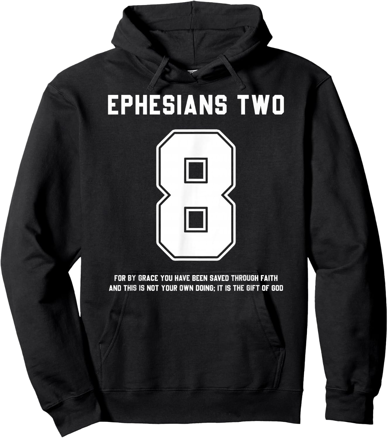 Ephesians 2:8 Bible Verse Team Sports Jersey Hoodie - Hoodie | Black