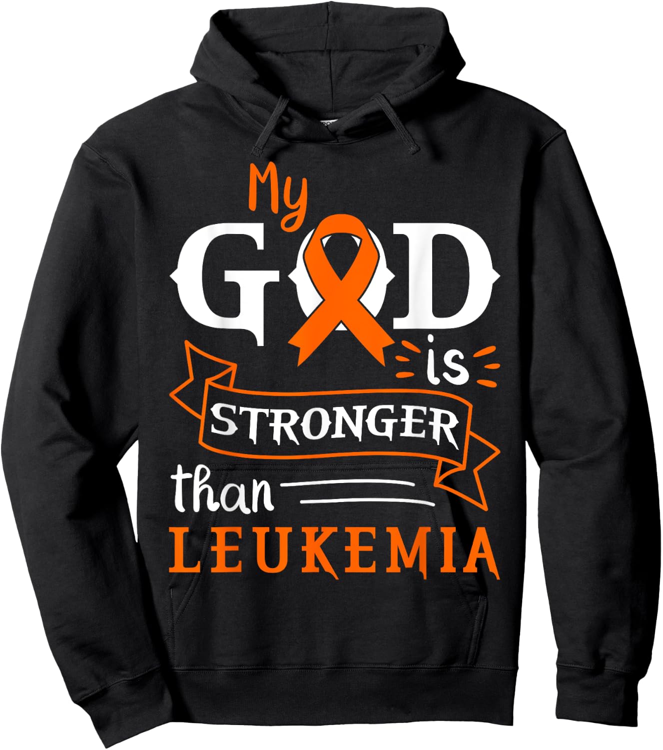 My God Is Stronger Than Leukemia Awareness Heart Hoodie - Hoodie | Black