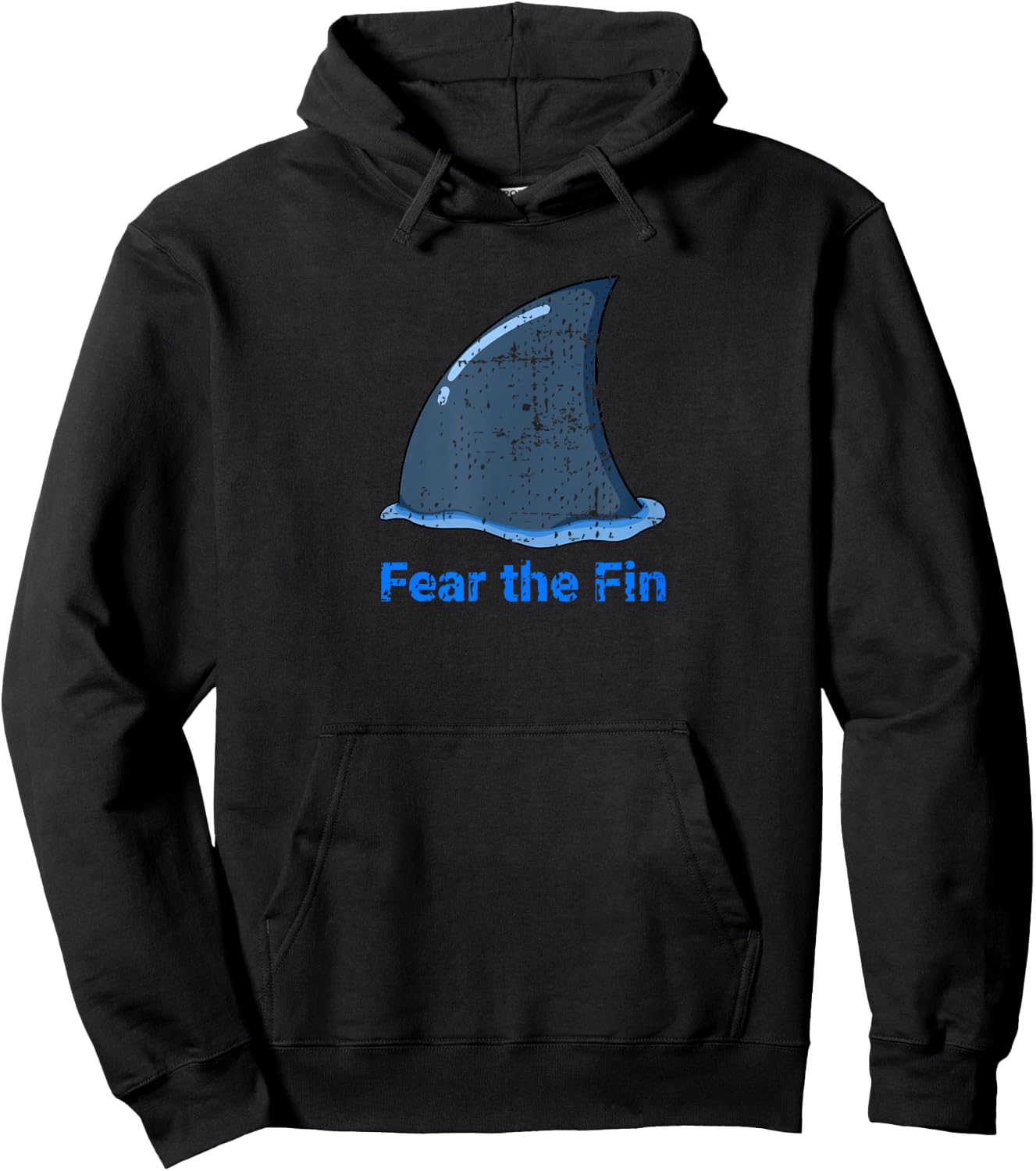 Fear the Fin Shark Fin Ocean Beach Funny Distressed Hoodie - Hoodie | Black