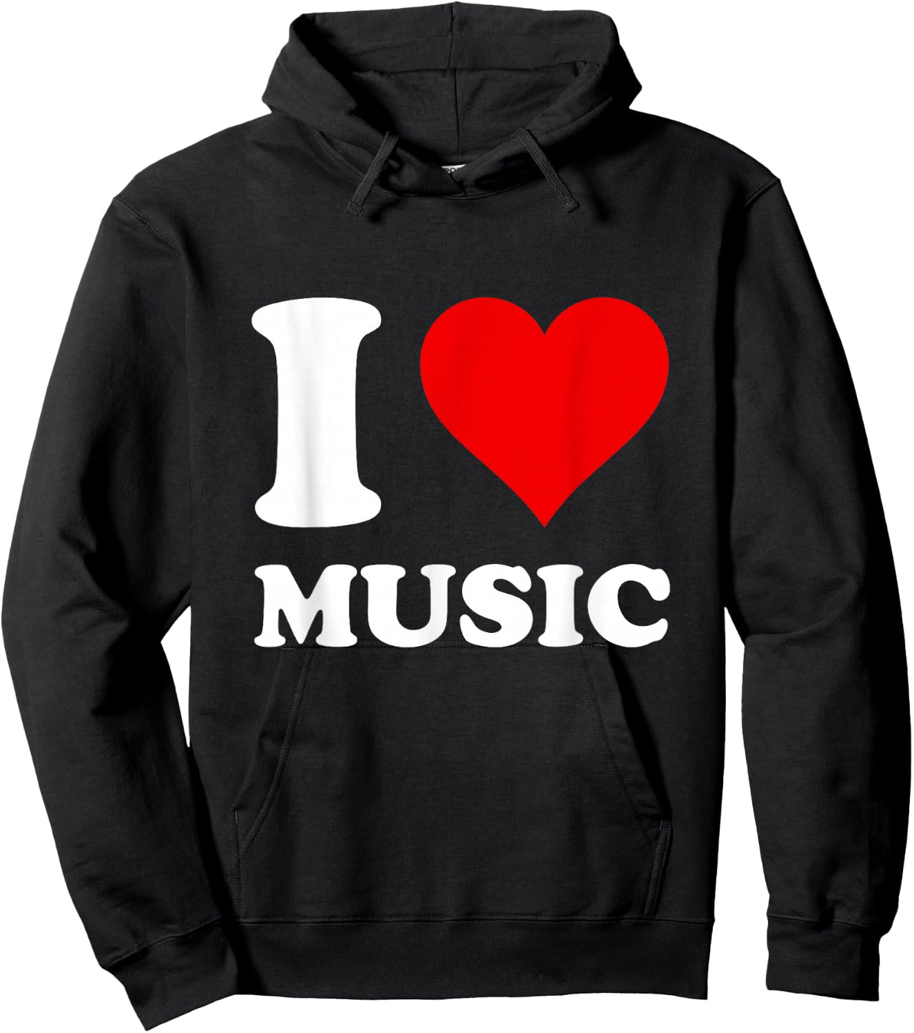 Red Heart I Love Music Hoodie - Hoodie | Black