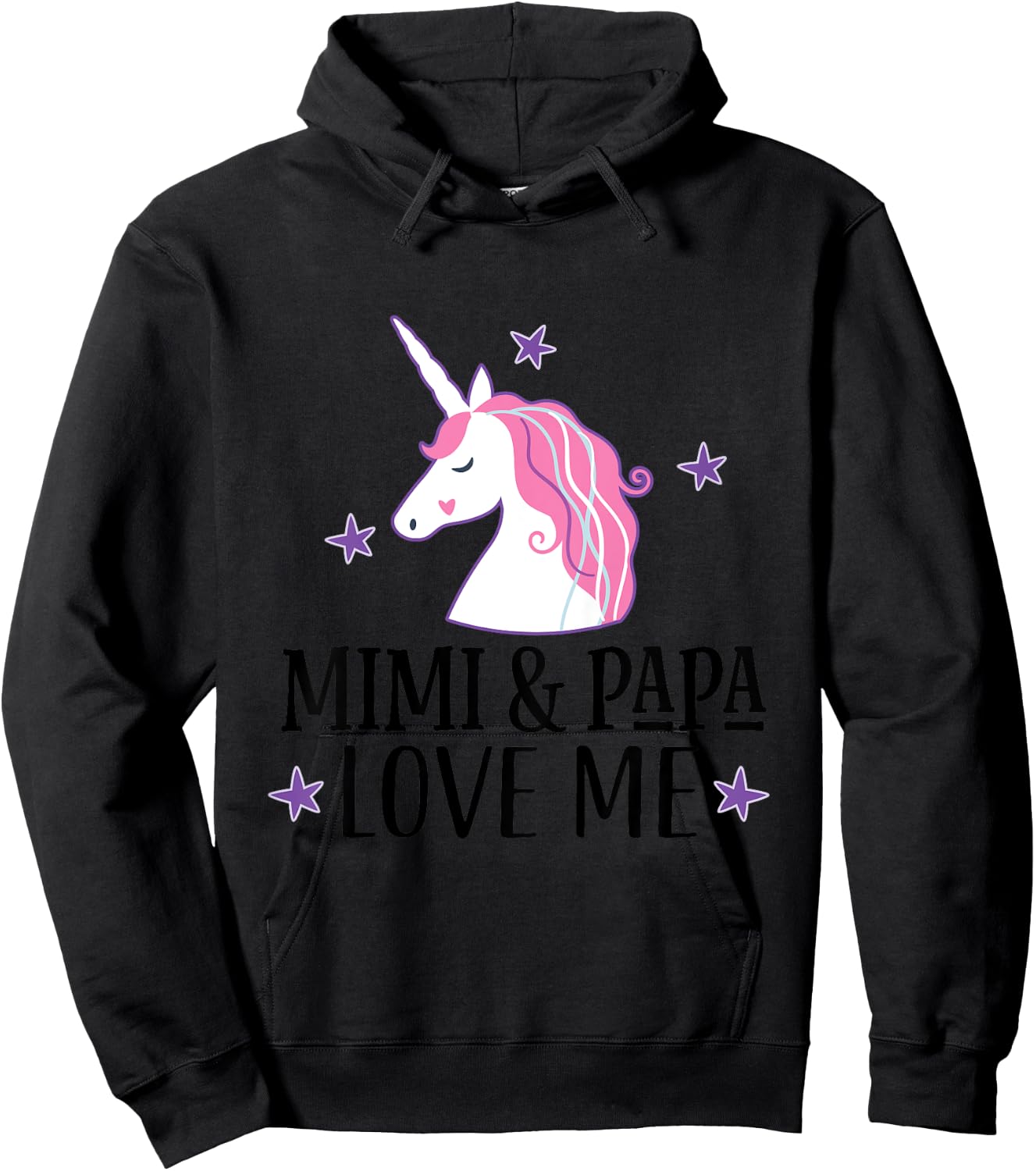 Mimi and Papa Love Me Granddaughter Unicorn Hoodie - Hoodie | Black