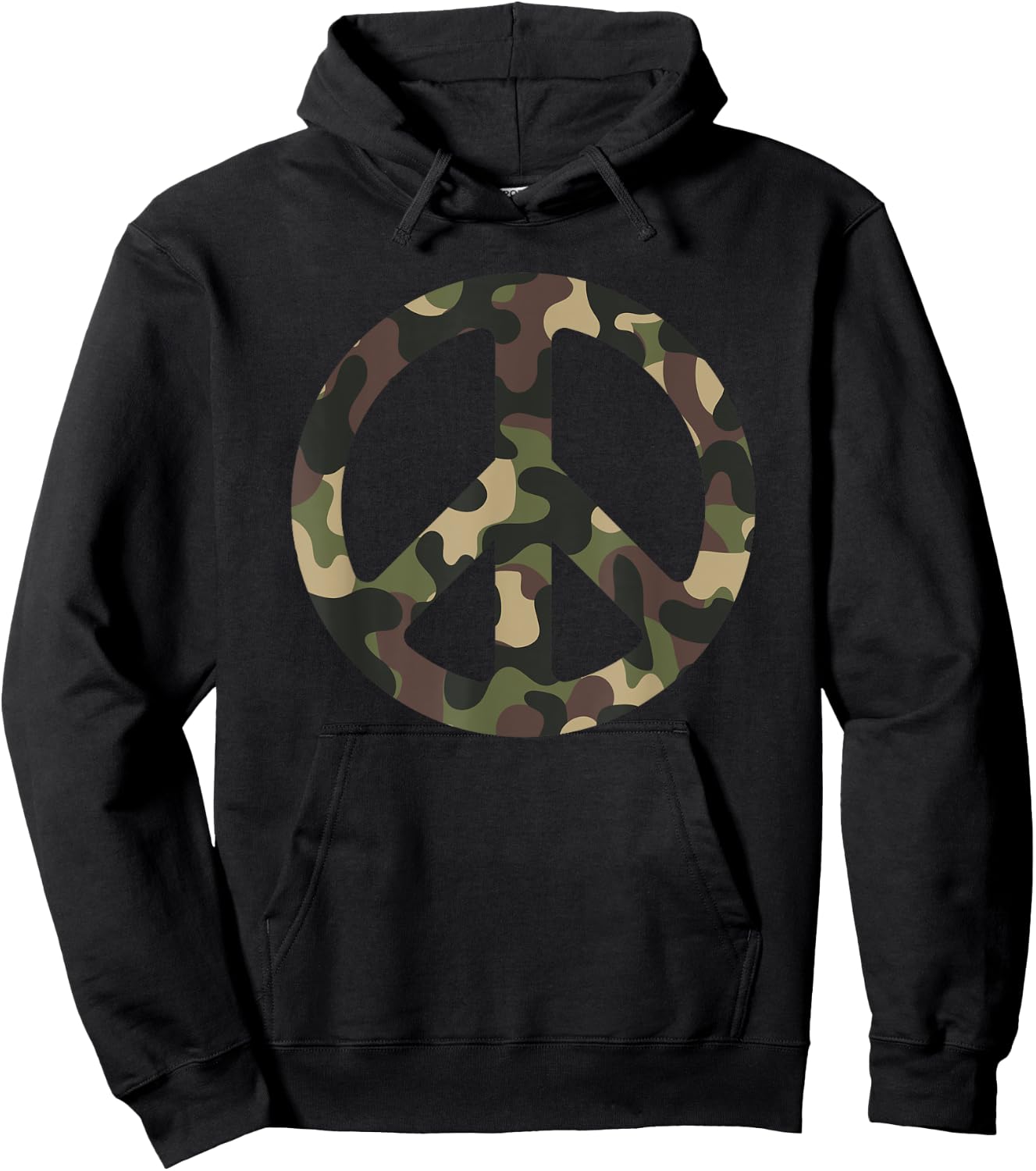 Camouflage Military Camo Hippie Peace Sign Hoodie - Hoodie | Black