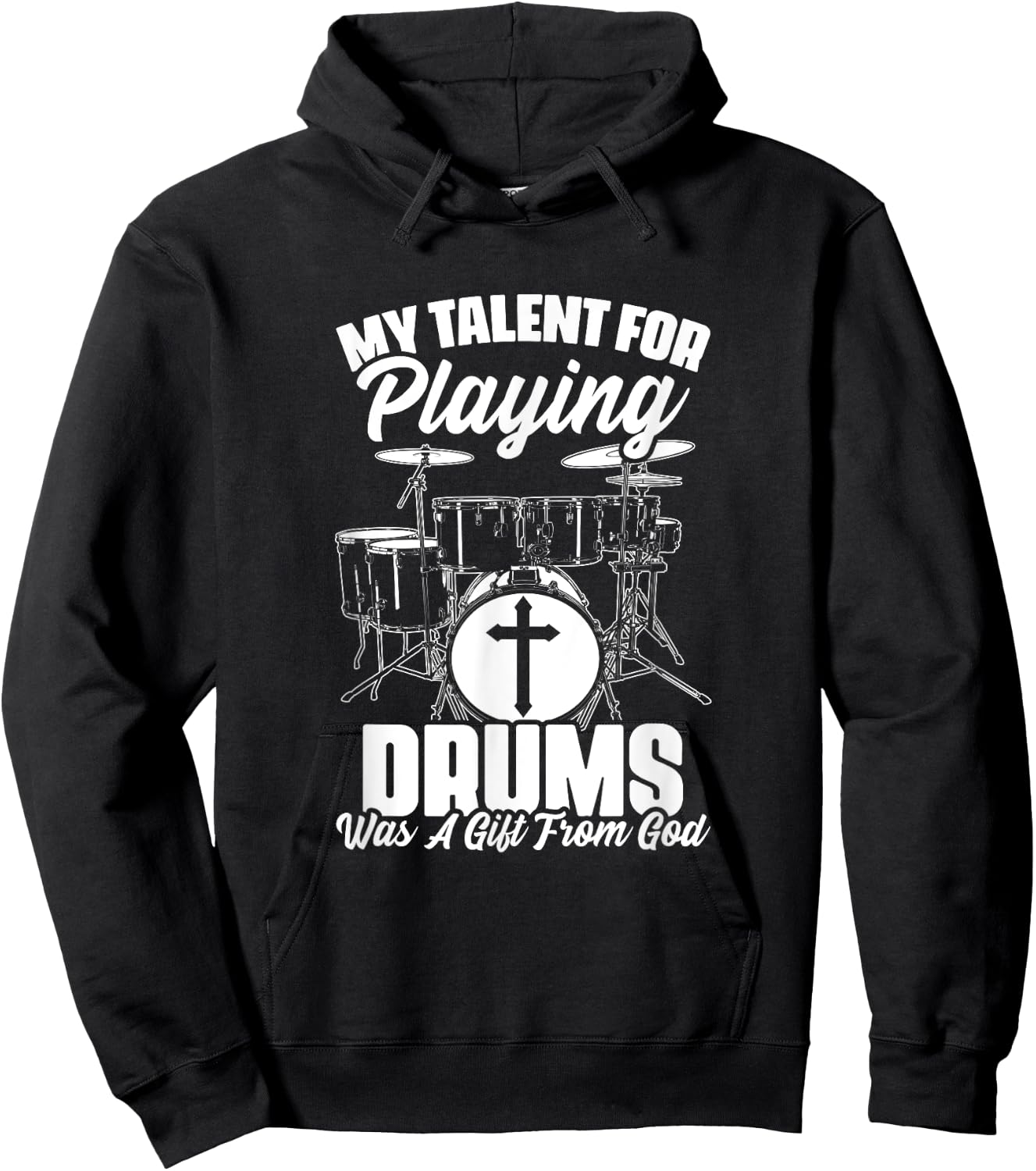 Drums Gift From God Drumming Percussion Christian Drummer Hoodie - Hoodie | Black