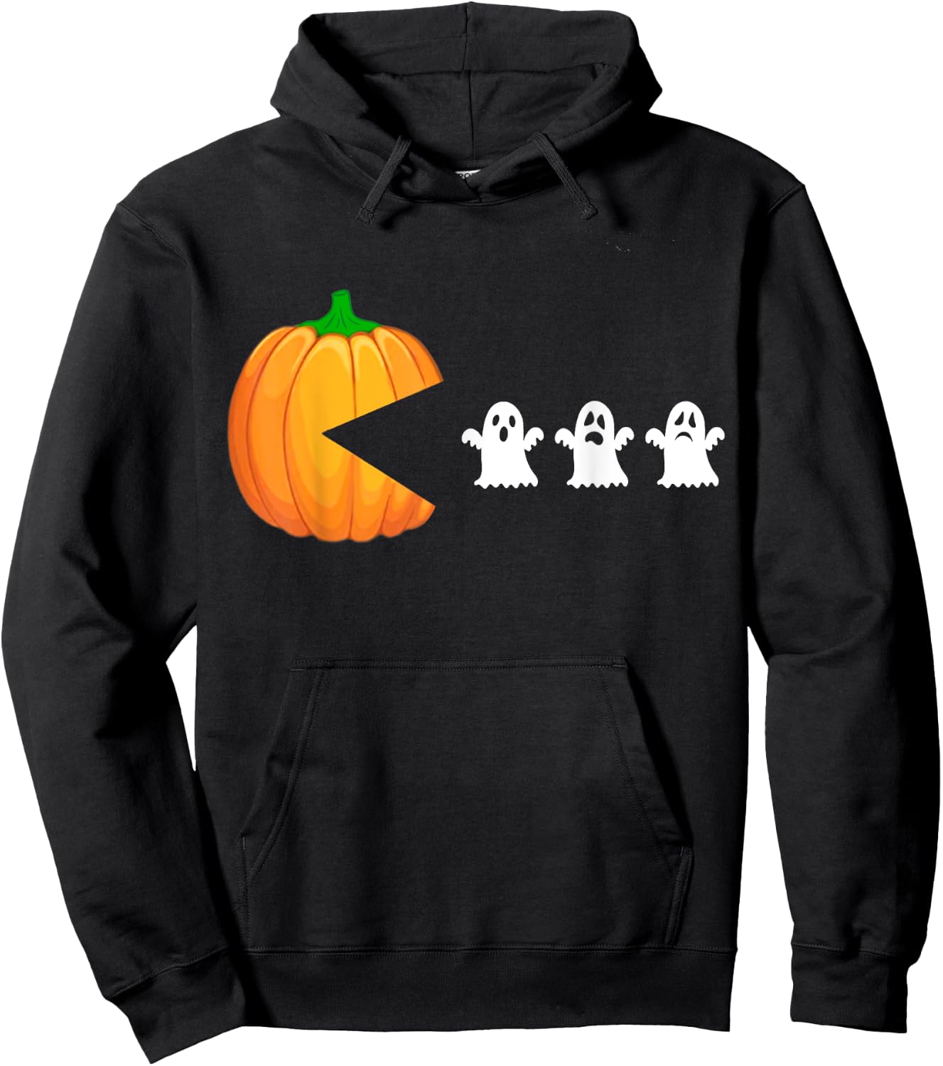 Funny Halloween Pumpkin Eating Ghost, Gamer Men Women Kids Hoodie - Hoodie | Black