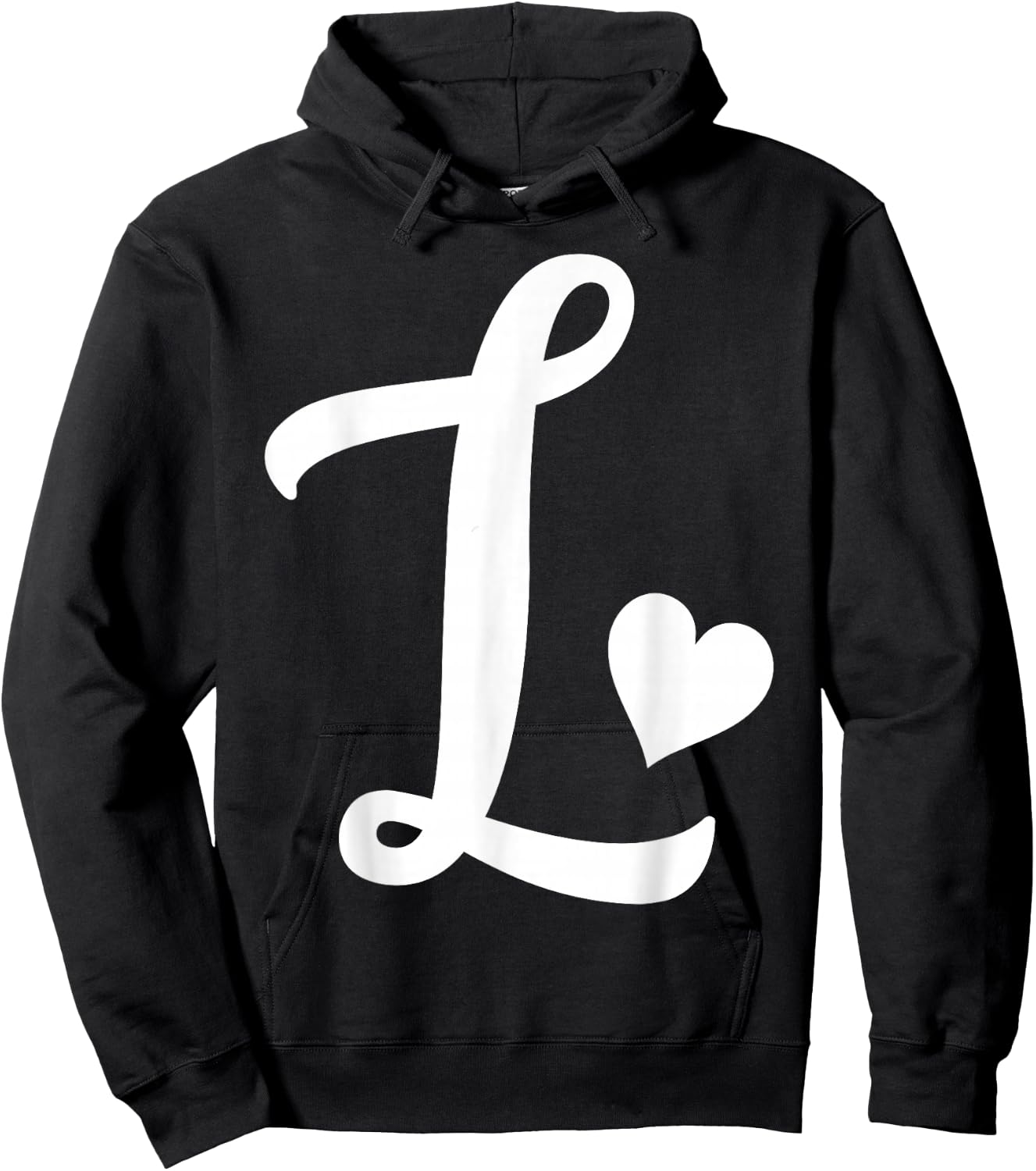 white letter L monogram initial minimalist heart graphic Hoodie - Hoodie | Black