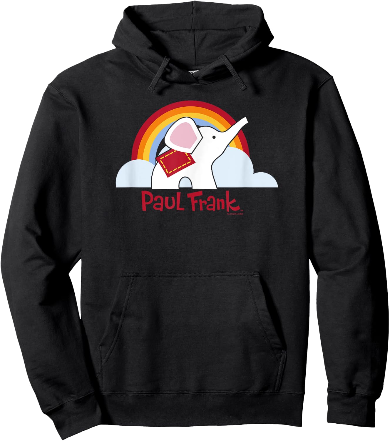 Paul Frank Ellie The Elephant Rainbow And Cloads Poster Hoodie - Hoodie | Black