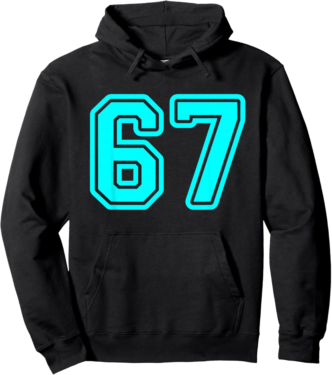 Cyan Sports Team Number #67 Hoodie - Hoodie | Black
