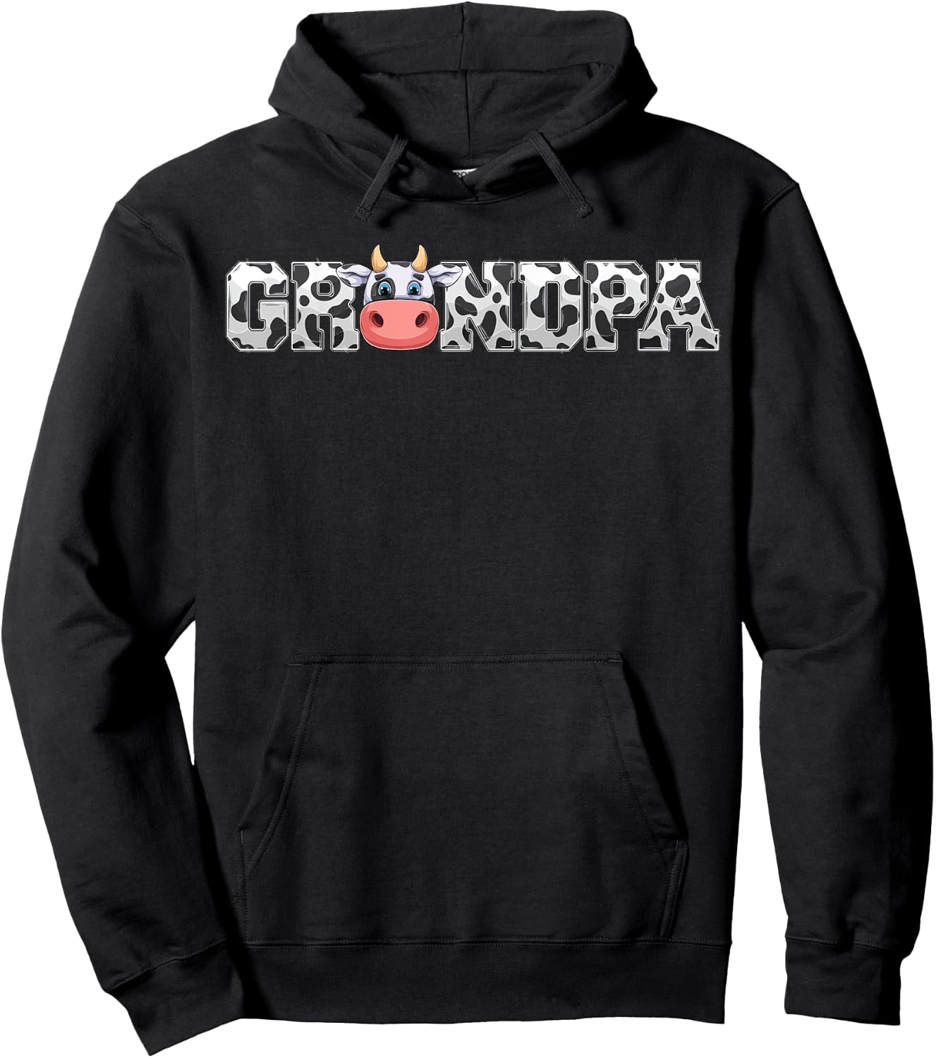 Grandpa Cow Print Cowboy Animal Pattern Farmer Cow Grandpa Hoodie - Hoodie | Black