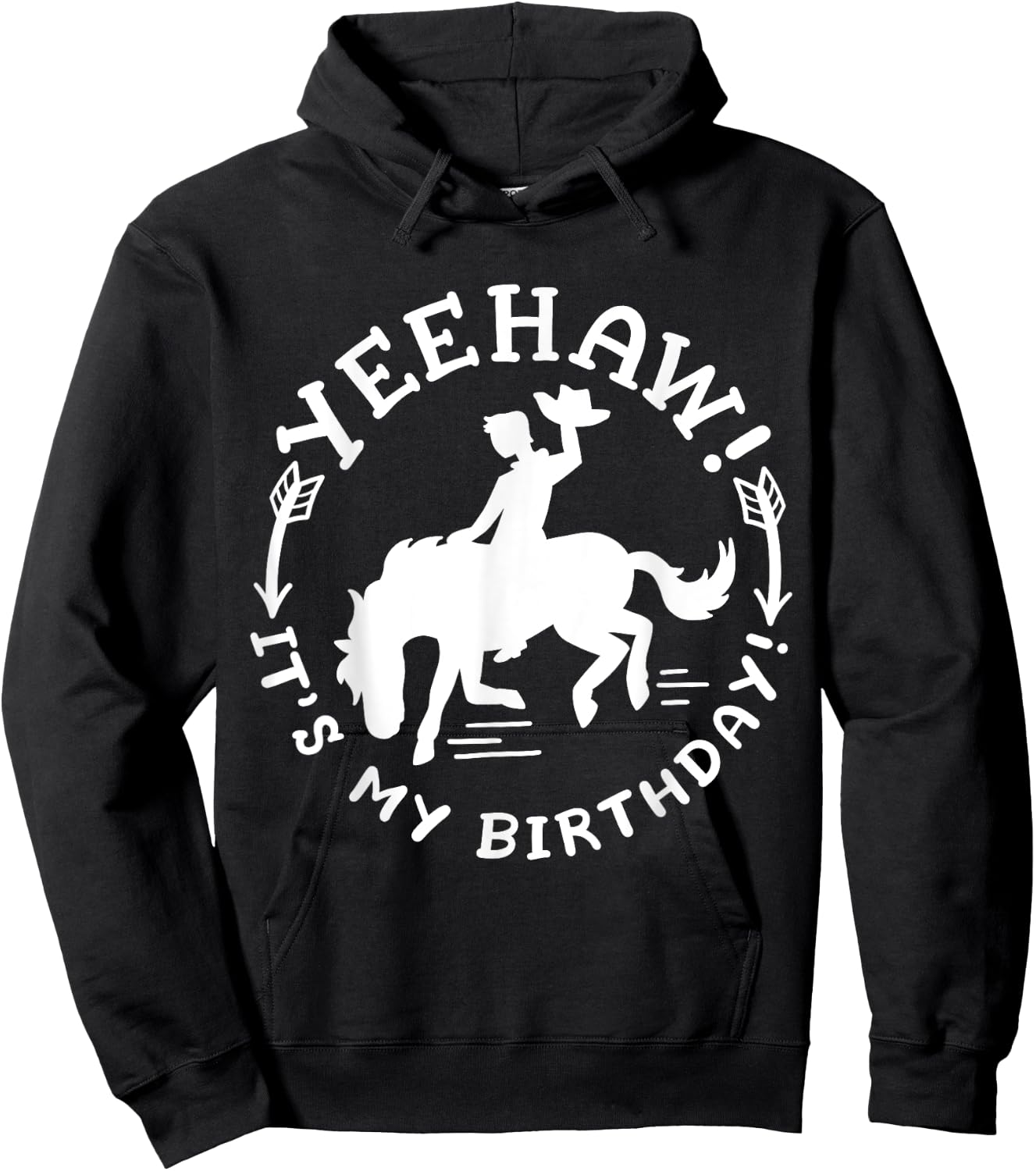 Yeehaw It's My Birthday Funny Western Rodeo Party Kids Hoodie - Hoodie | Black