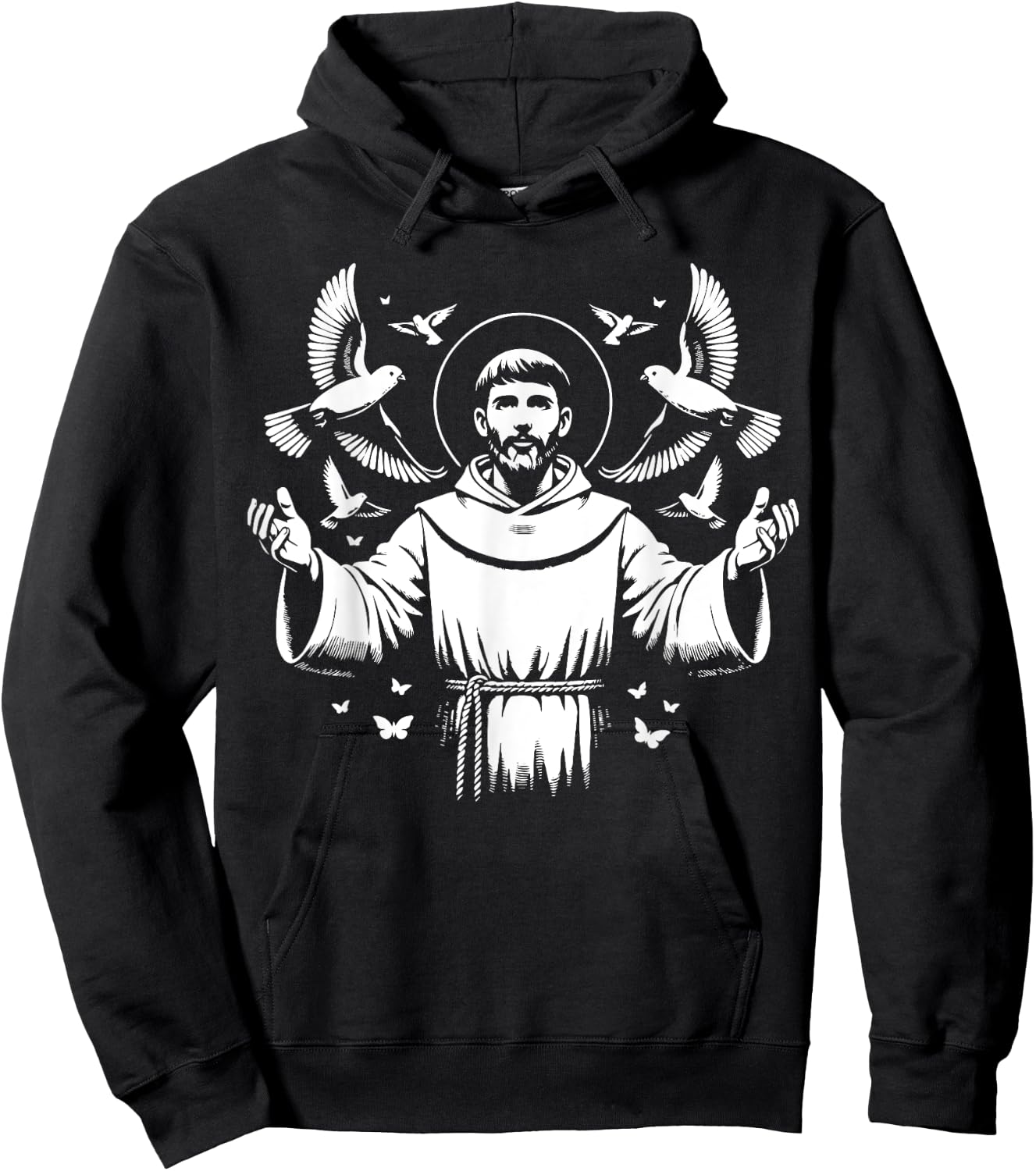 St Francis of Assisi Patron Saint of Animals Birds Catholic Hoodie - Hoodie | Black