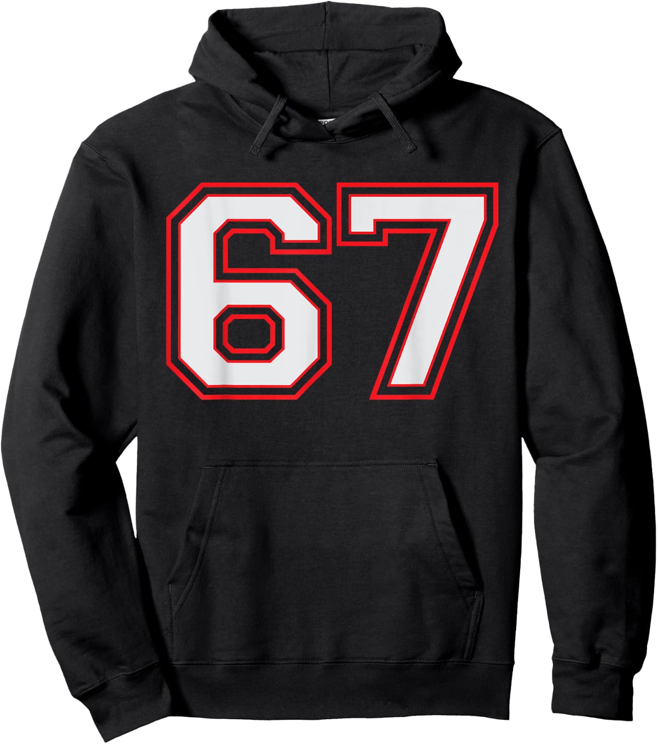 Red Number 67 Sports Player Jersey Fun Game Winner #67 Lucky Hoodie - Hoodie | Black