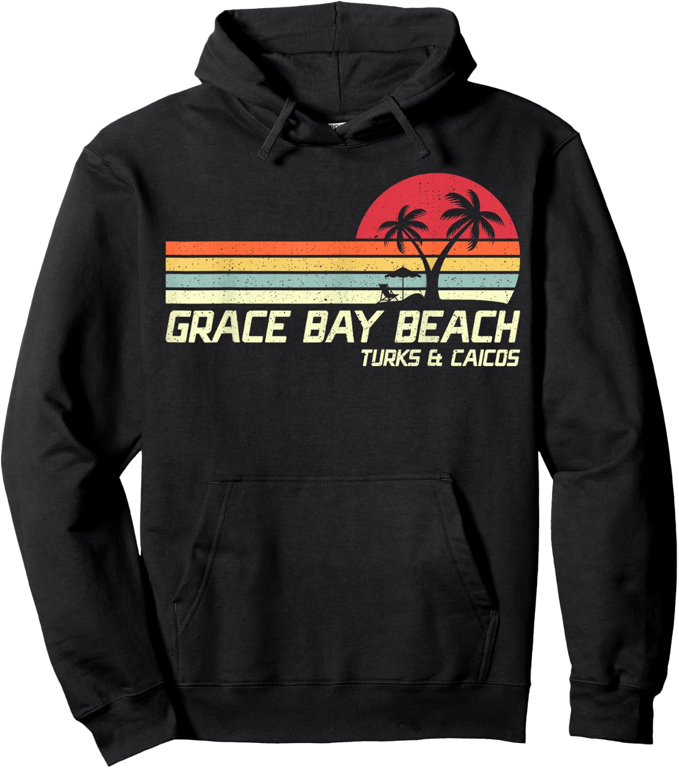 Summer Vacation Vintage Turks And Caicos Grace Bay Beach Women Kids Hoodie - Hoodie | Black