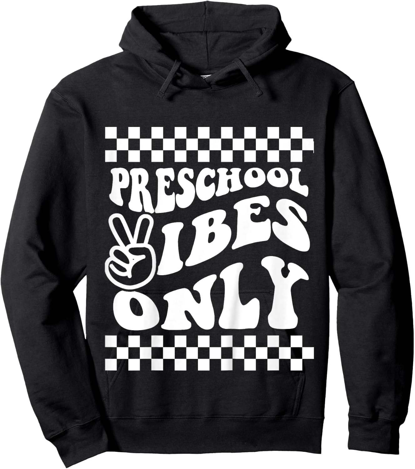 First Day of Preschool Vibes Only Retro Girl Toddler Boy Hoodie - Hoodie | Black