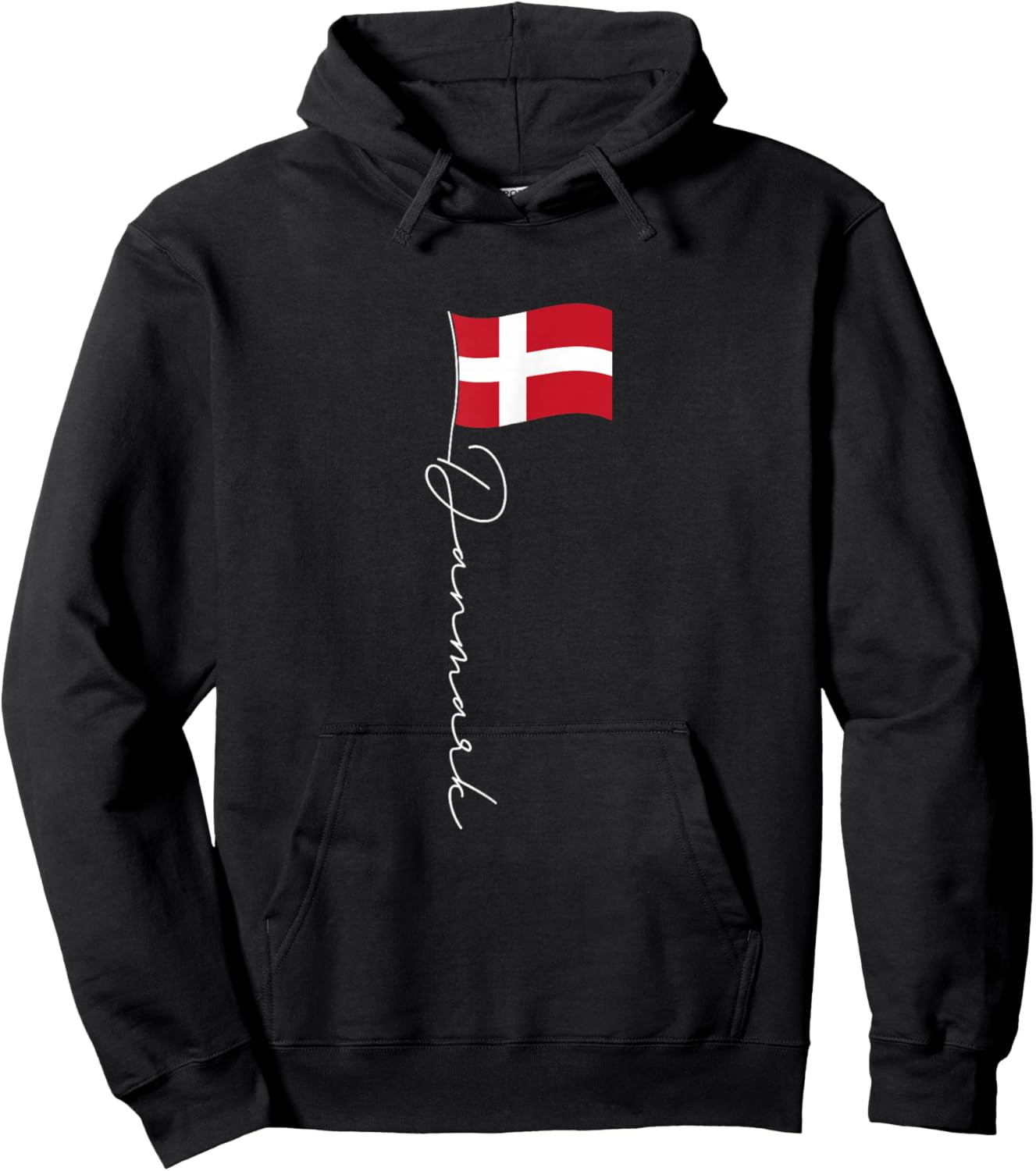 Family Heritage Gifts Denmark Signature Flag Pole - Elegant Patriotic Danish Flag Hoodie - Hoodie | Black