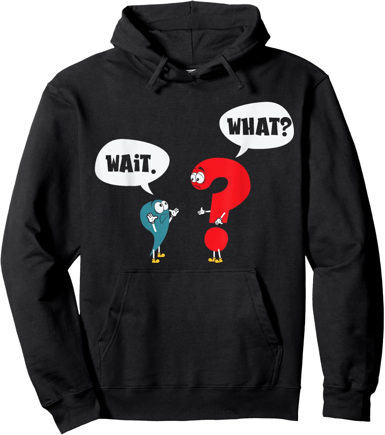 Wait. What? Grammar Pun Punctuation Joke English Teacher Men Women Girls Kids Hoodie - Hoodie | Black