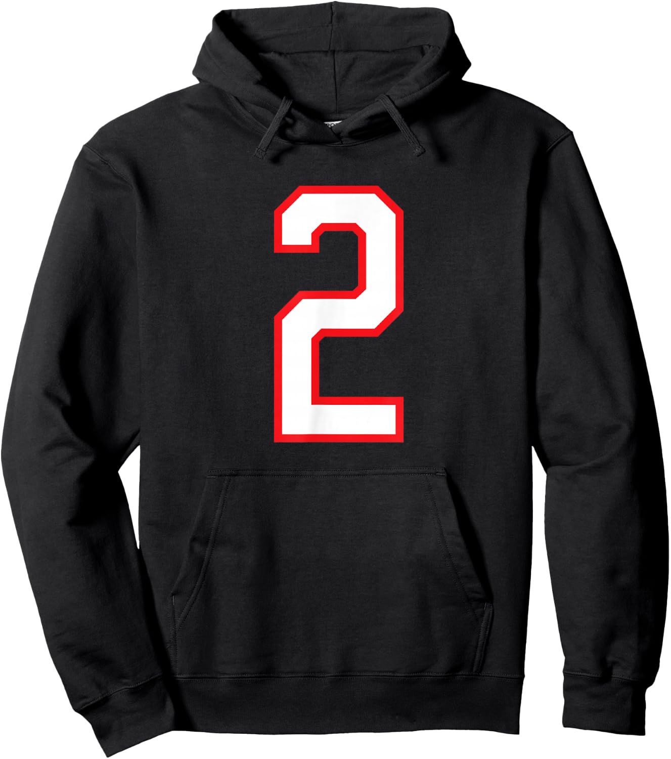 Number #2 White Red Plain Number Hoodie - Hoodie | Black