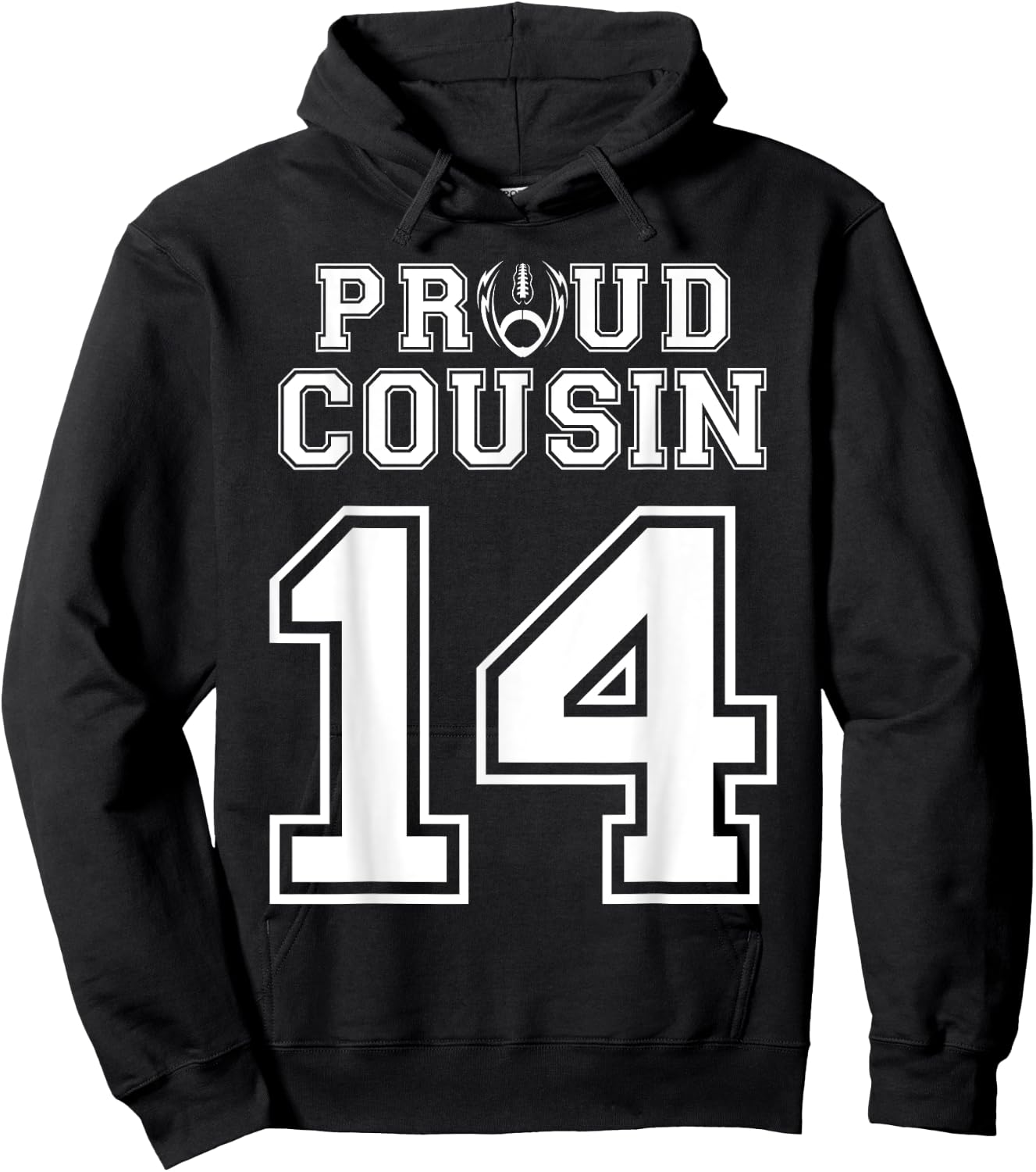 Custom Proud Football Cousin Number 14 Personalized Hoodie - Hoodie | Black