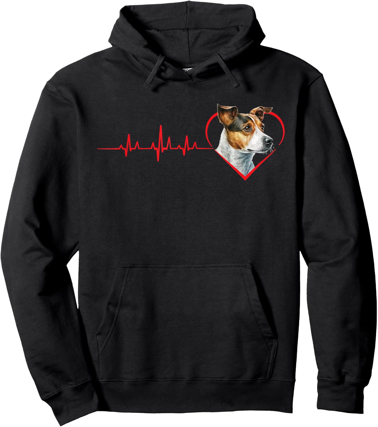 Jack Russell Terrier Heartbeat - Dog Breeder Animal Lover Men Women Kids Hoodie - Hoodie | Black