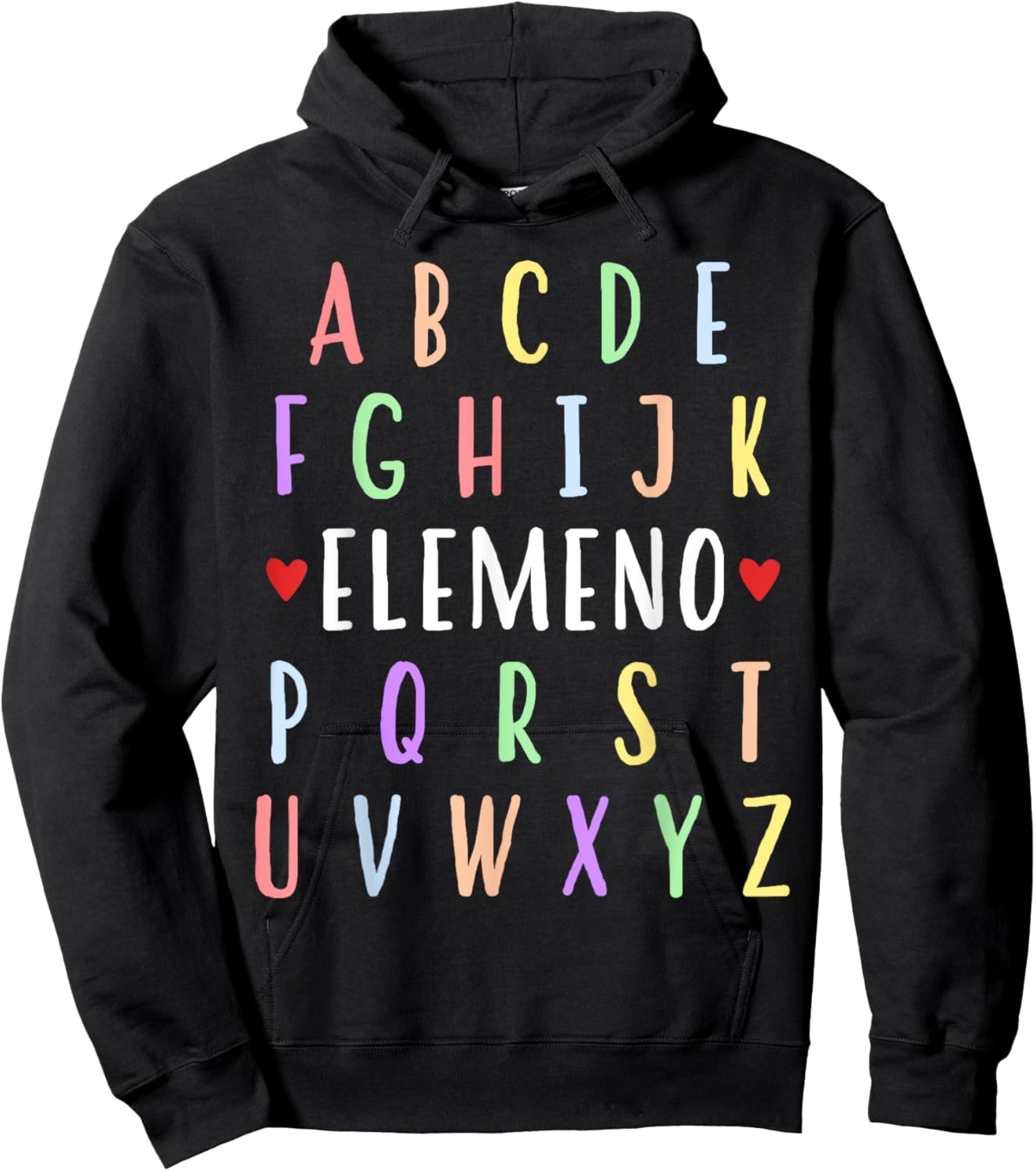 Funny Alphabet ABC Elemeno Kids Teacher First Day of School Hoodie - Hoodie | Black