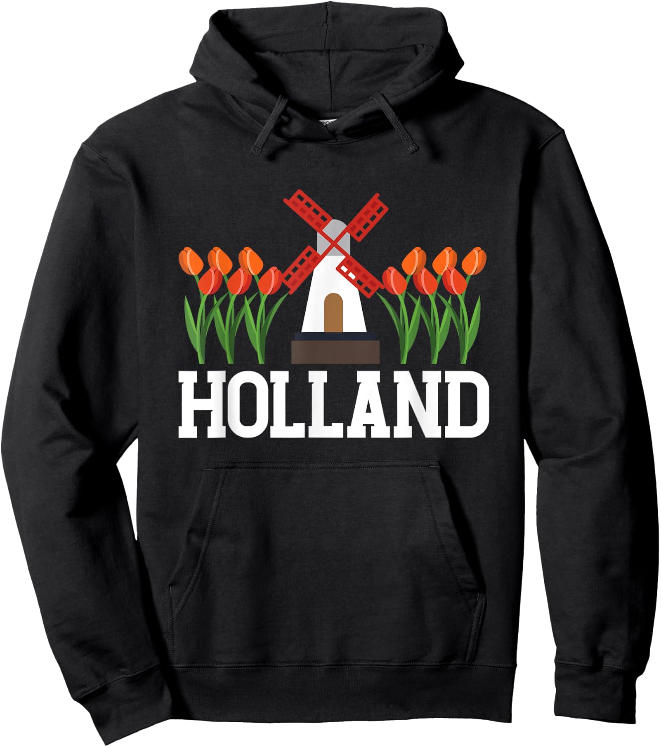 Holland | Mill Tulips | Amsterdam Netherlands Hoodie - Hoodie | Black