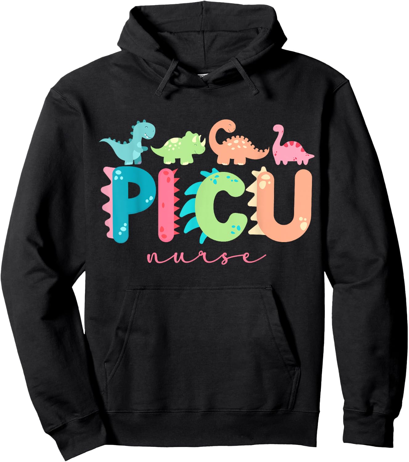 PICU Nurse Dinosaurs Pediatric Animal PICU Squad PEDS Nurse Hoodie - Hoodie | Black