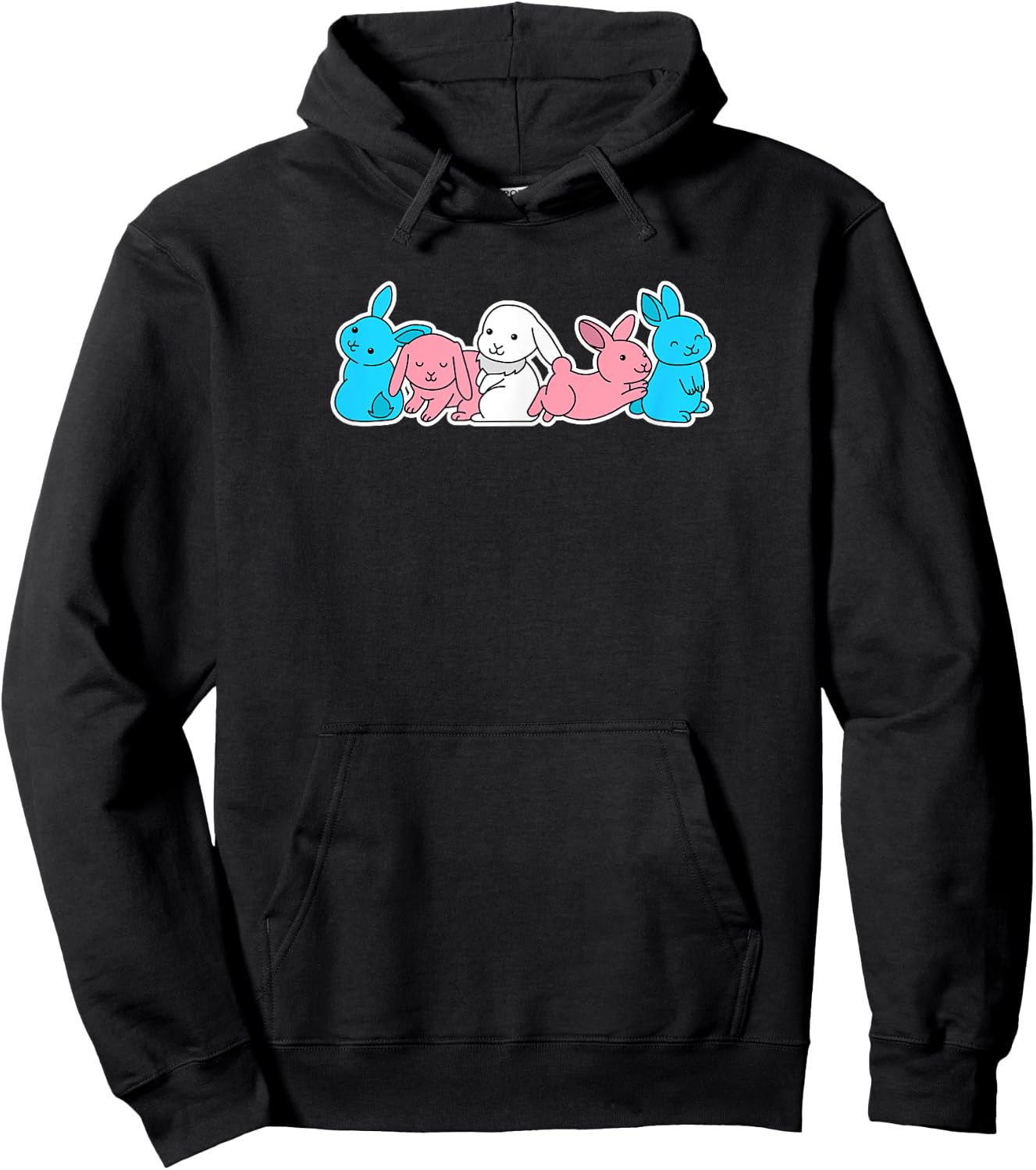 Trans Flag Bunny Design for proud Trans People Hoodie - Hoodie | Black