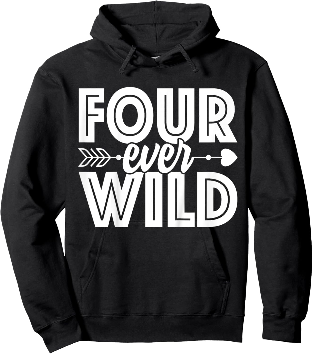 Four Ever Wild 4th Birthday 4 Year Old Birthday Zoo Safari Hoodie - Hoodie | Black