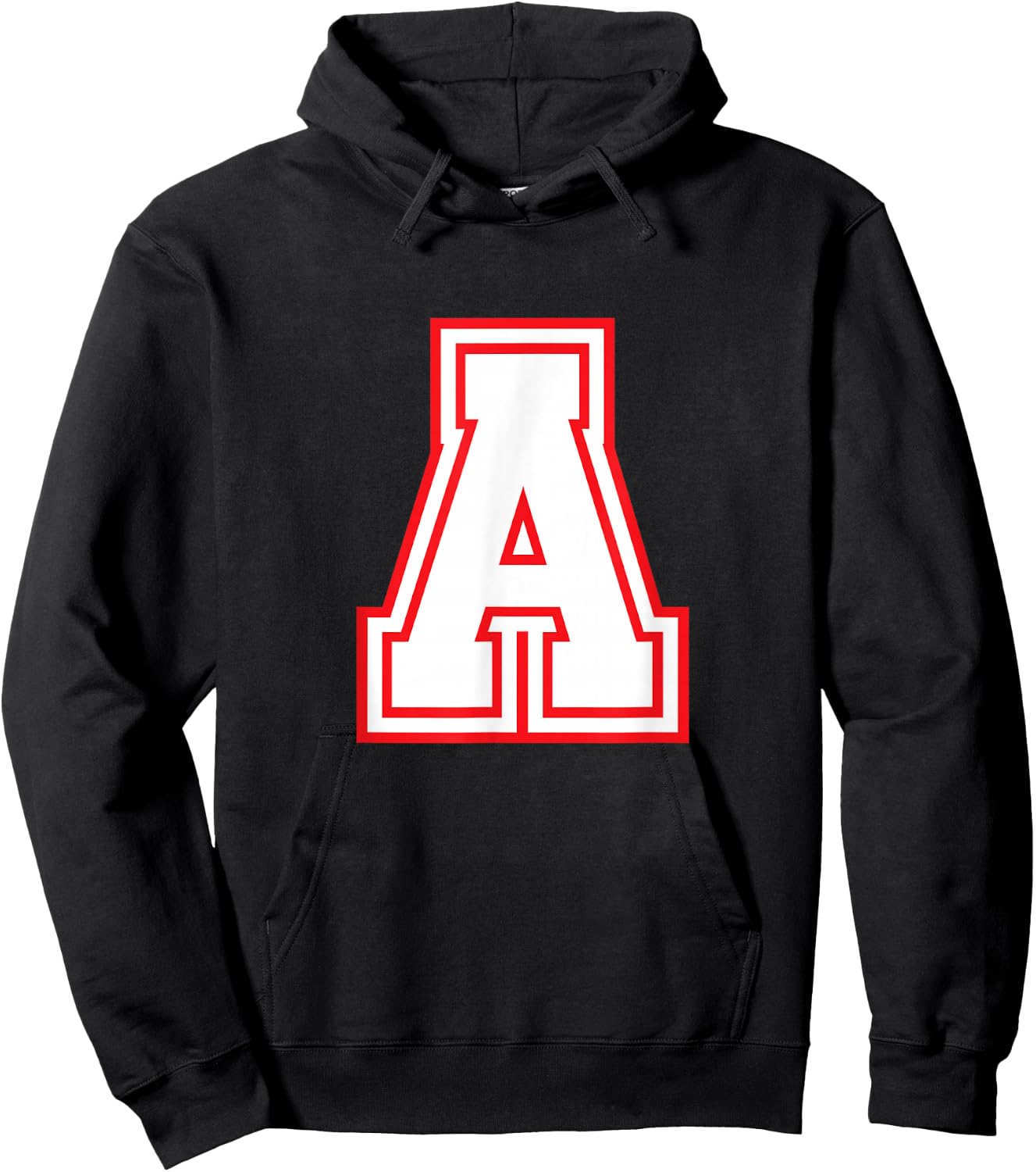 Letter A Red Monogram Initial Hoodie - Hoodie | Black