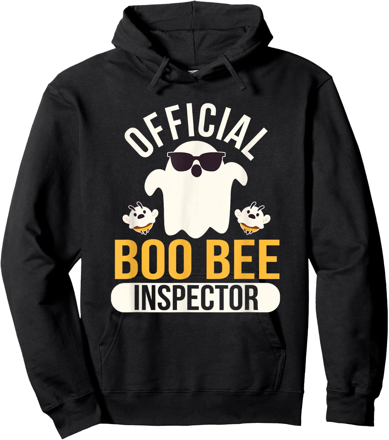 Official Boo Bee Inspector Halloween Humor Funny Ghost Hoodie - Hoodie | Black