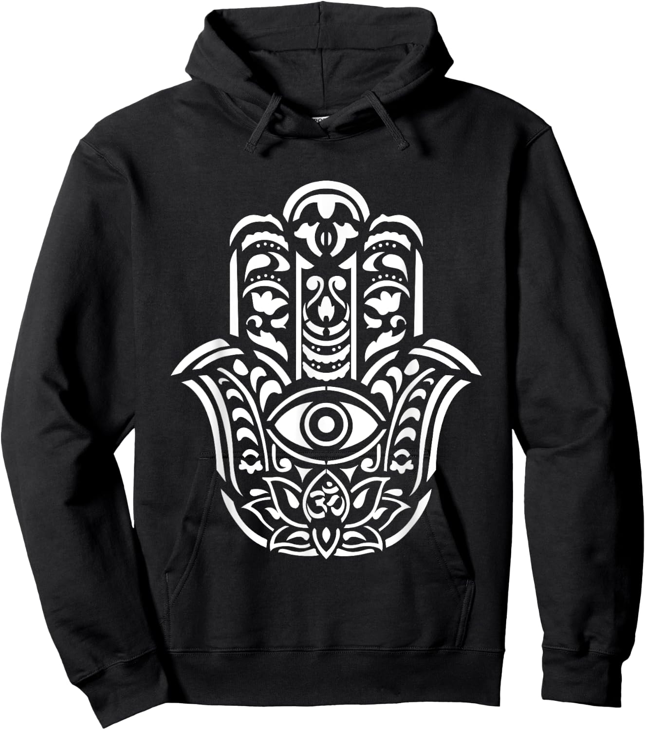 Yoga Spiritual Protection Hamsa Hand Hoodie - Hoodie | Black