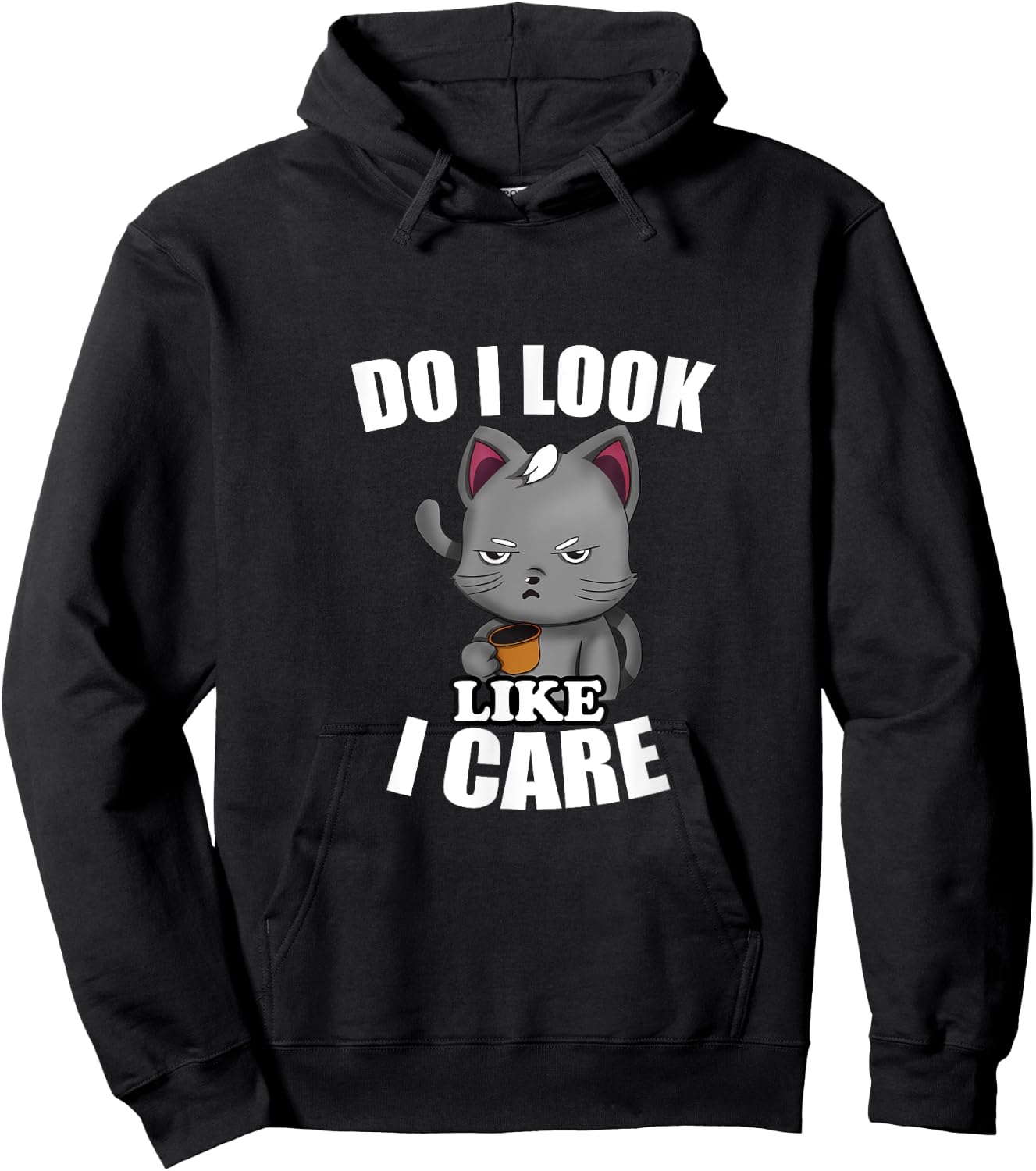 Humor Gift Do I Look Like I Care Cat-Themed - Black, Small Hoodie - Hoodie | Black