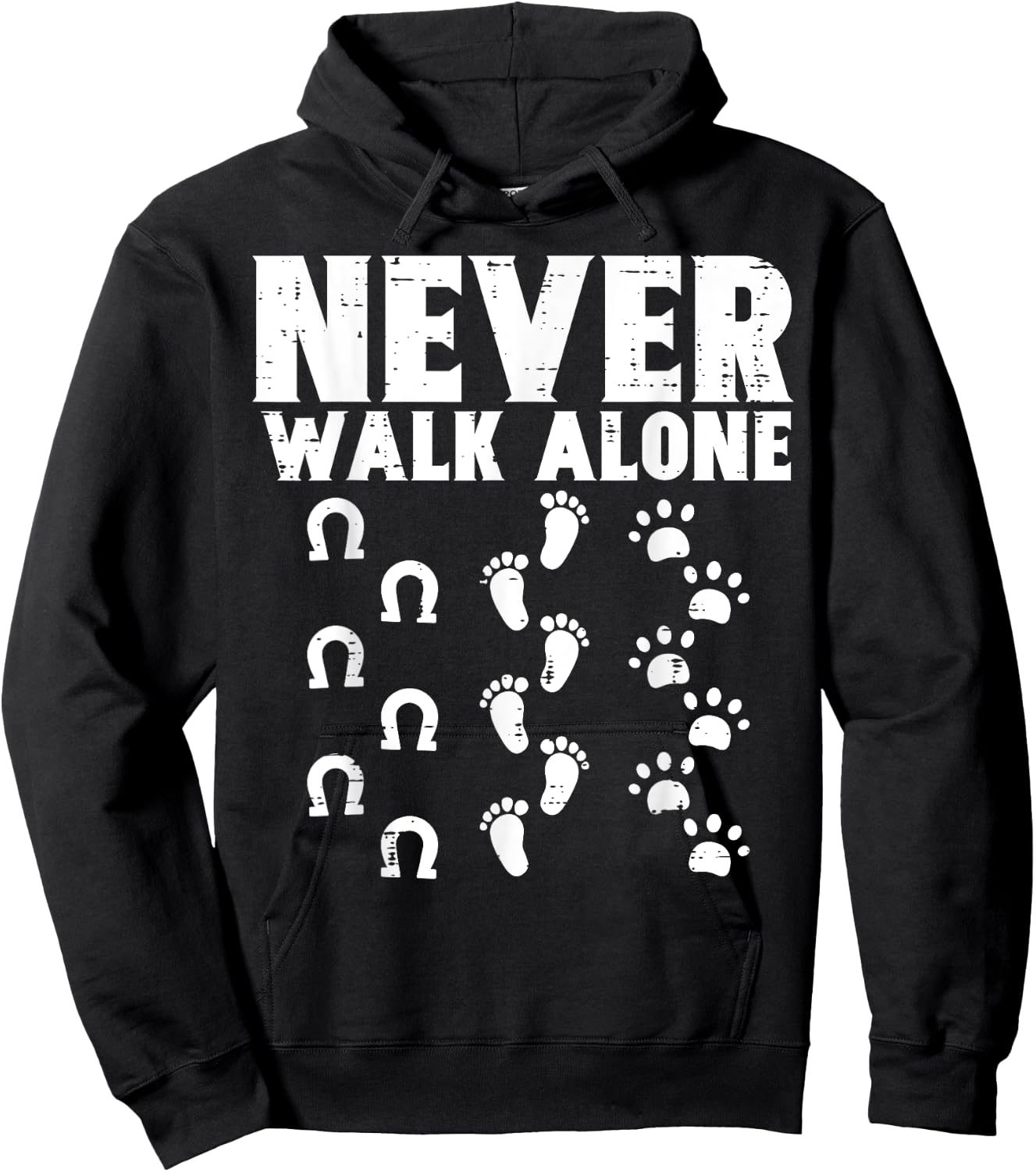 Walk Alone Horse Dog Footprint Animal Lover Women Girl Hoodie - Hoodie | Black