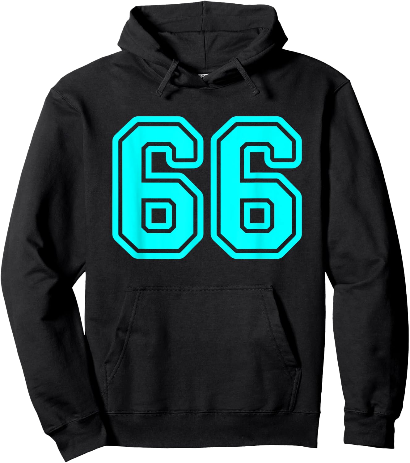 Jersey #66 Cyan Sports Team Jersey Number 66 Hoodie - Hoodie | Black