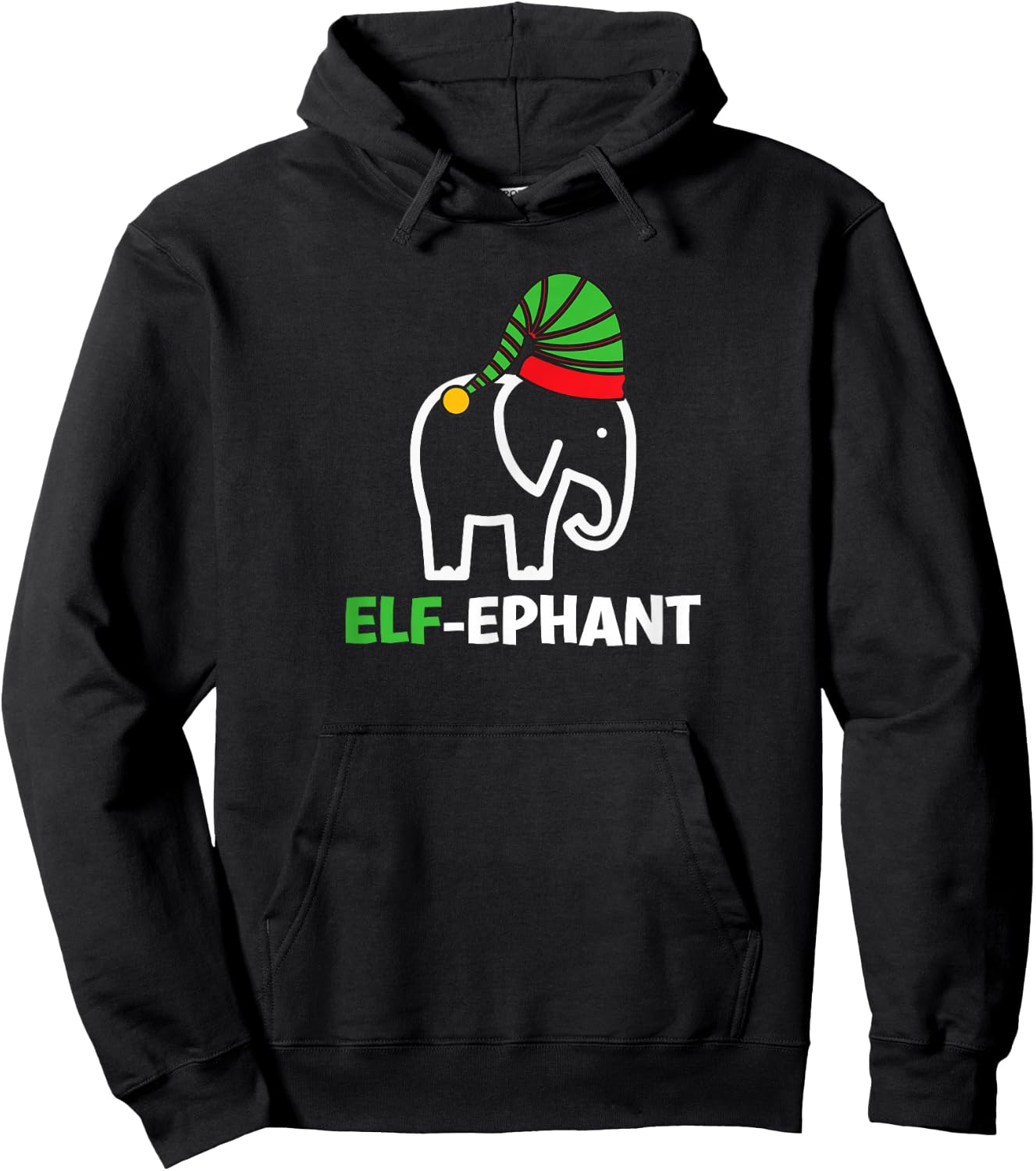 Elephants Christmas Funny Elf-Ephant Elf Elephant Xmas Hoodie - Hoodie | Black