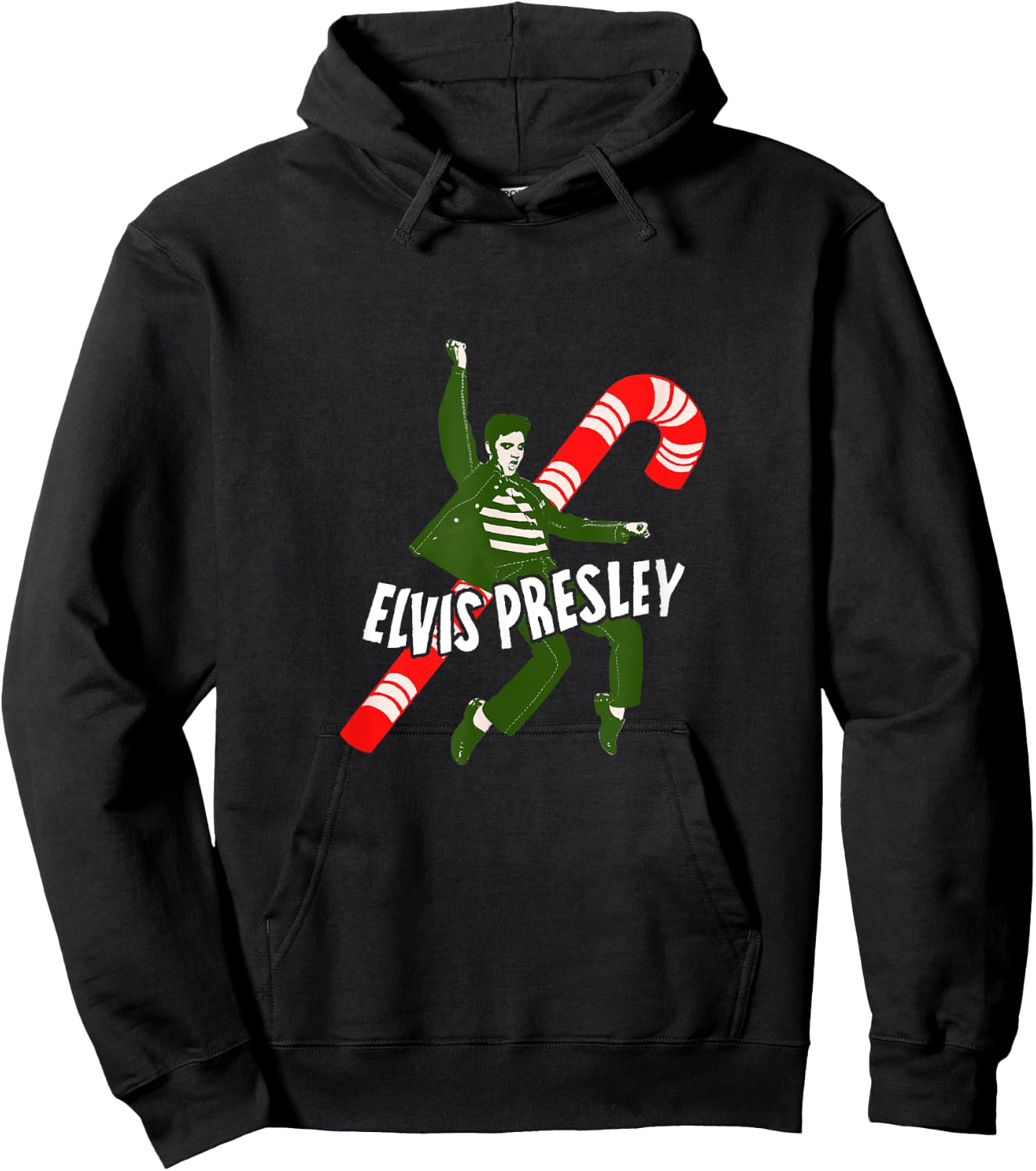 Elvis Candy Cane Hoodie - Hoodie | Black