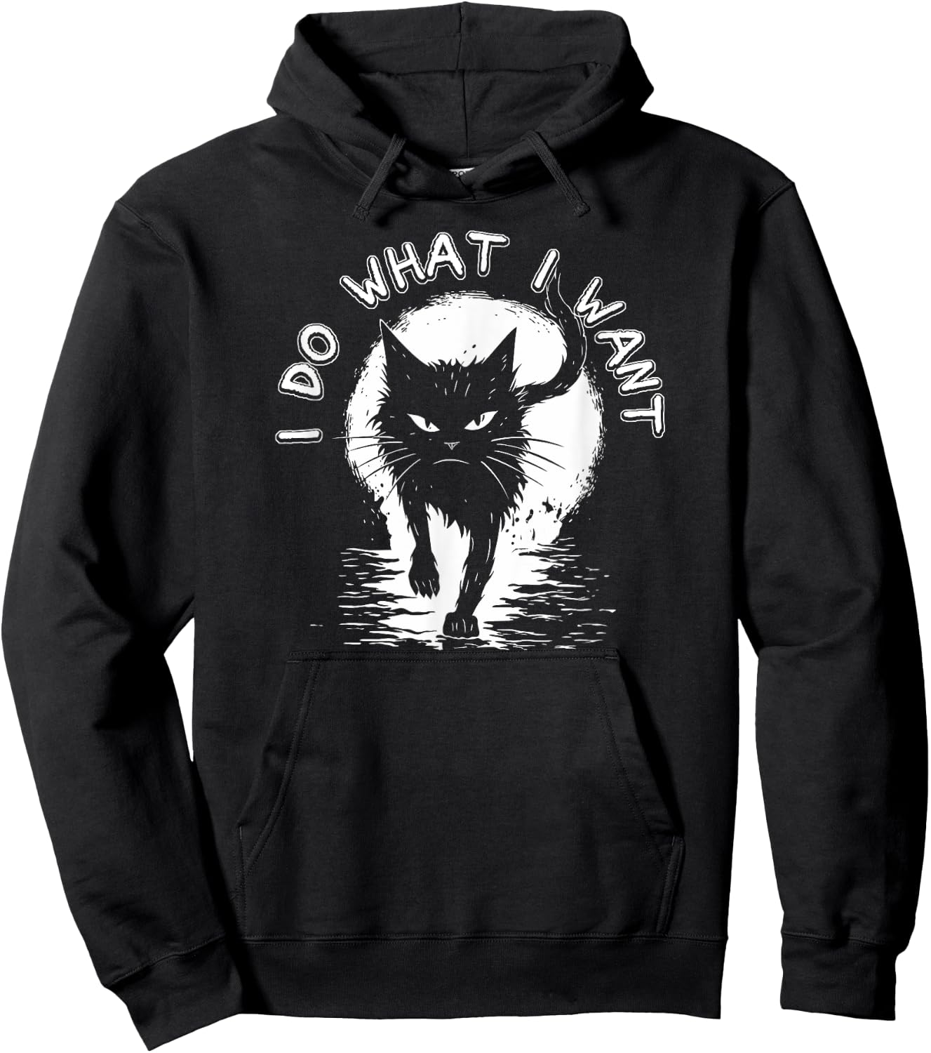 Cat Crazy Halloween Text Design Kitty Feral Stray Cat Women Hoodie - Hoodie | Black