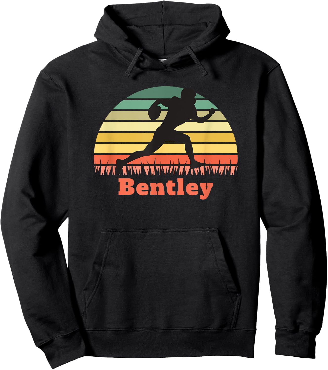 Bentley Boy's Personalized Football Player Vintage Sunset Hoodie - Hoodie | Black