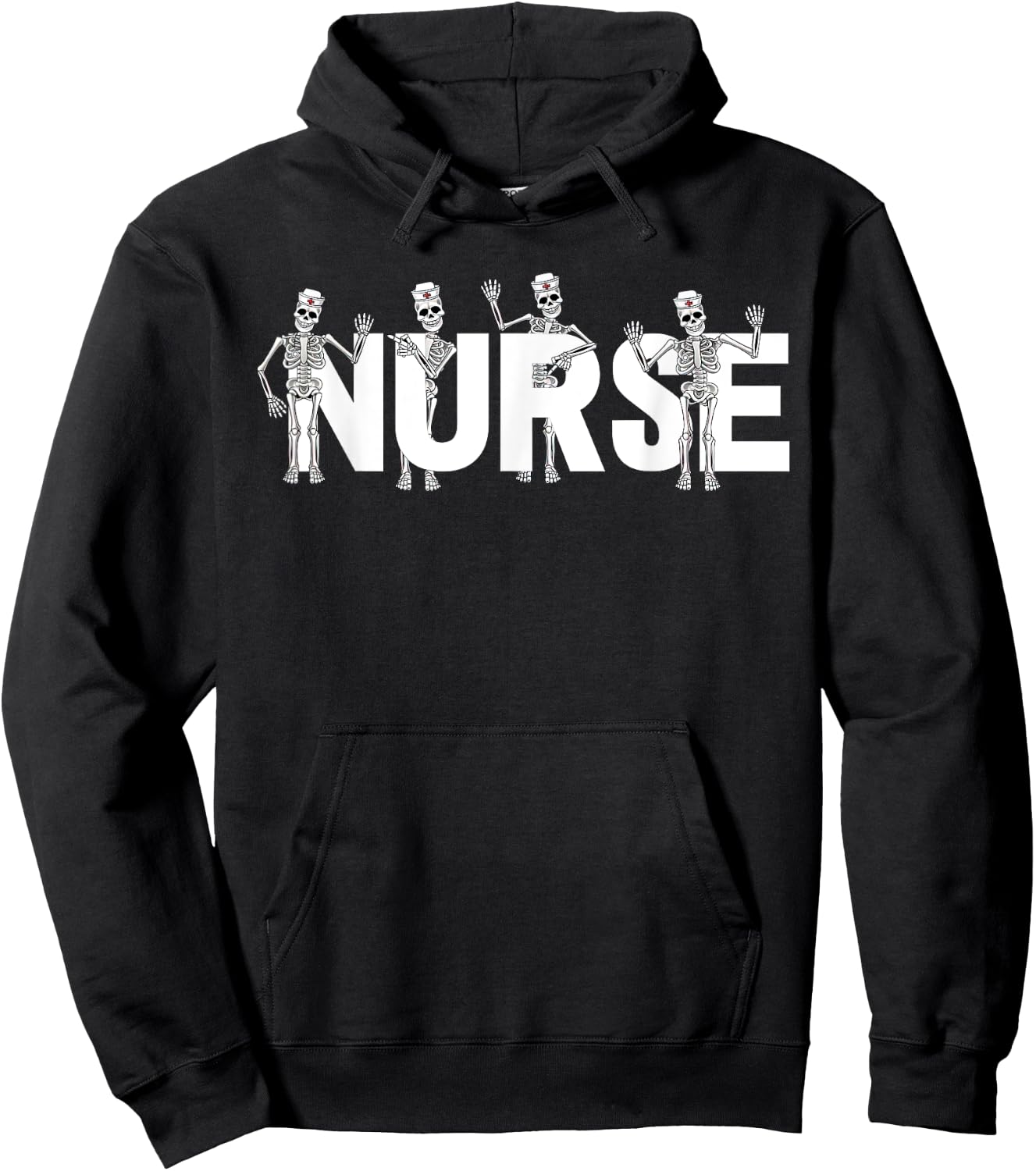 Vintage Skeleton Nurse Registered Nurse Halloween Nursing RN Hoodie - Hoodie | Black