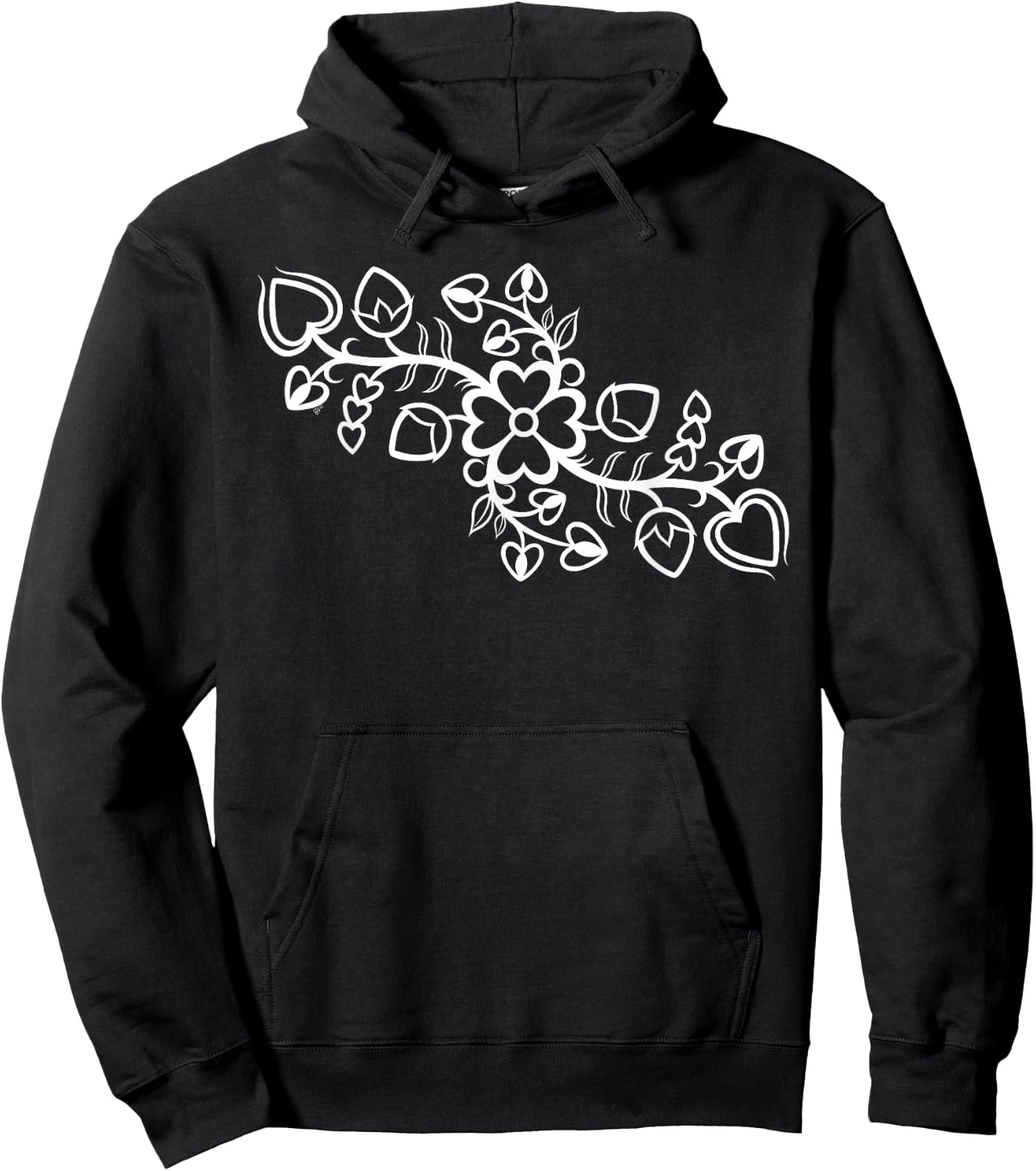 Anishinaabe Ojibwe Floral Native American Outline Hoodie - Hoodie | Black