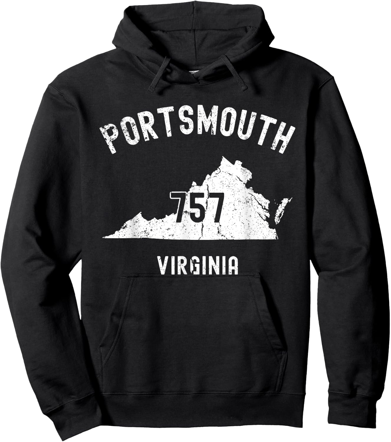Portsmouth Virginia VA 757 Vintage Athletic Style Hoodie - Hoodie | Black