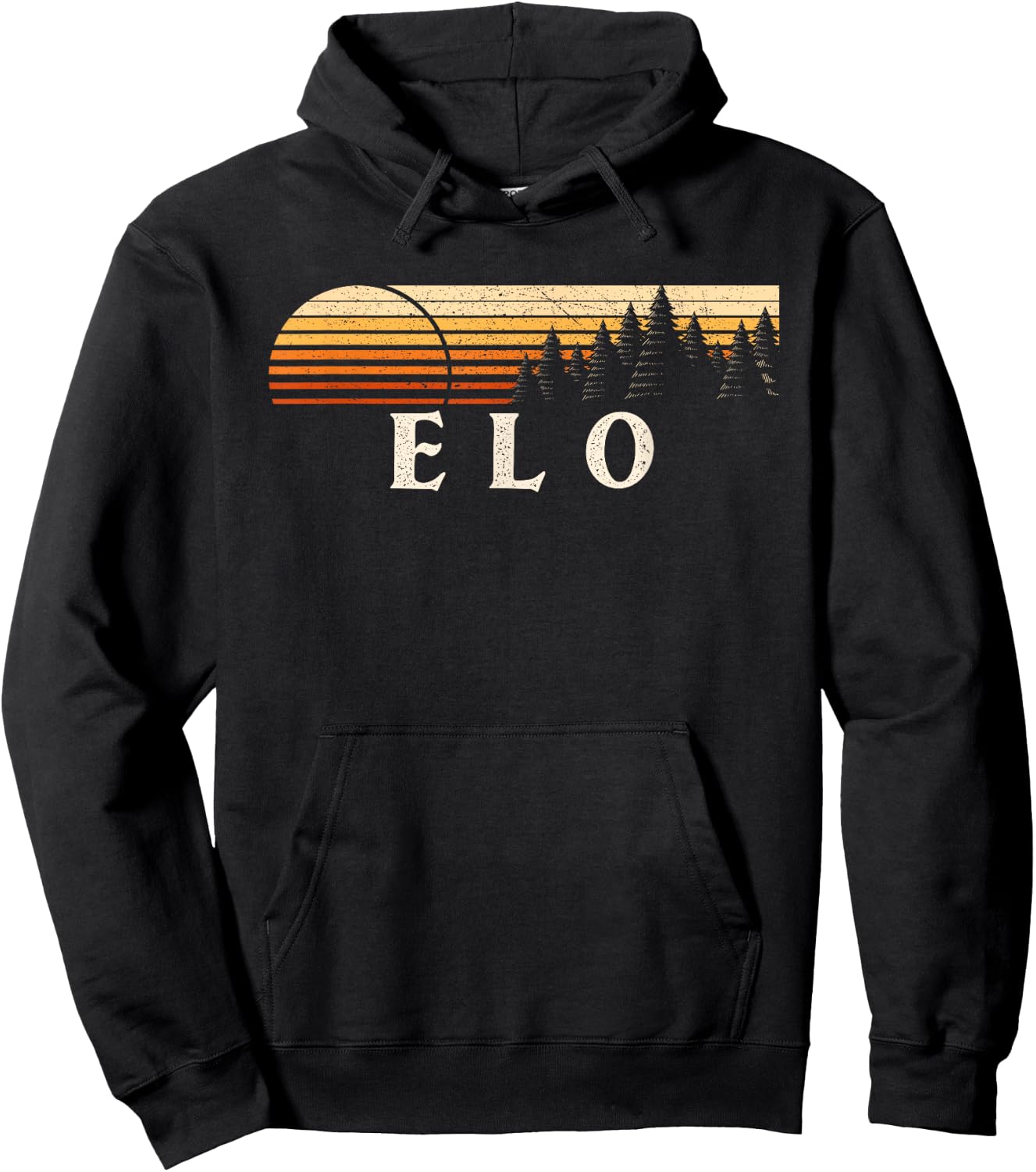 Elo, MI Vintage Evergreen Sunset Eighties Retro Hoodie - Hoodie | Black