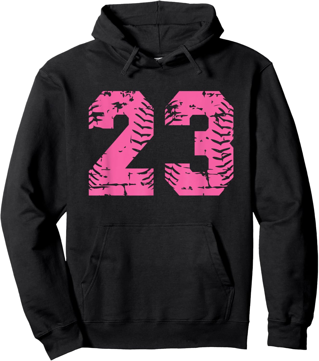 Baseball Softball Number #23 Pink Grunge Number Hoodie - Hoodie | Black