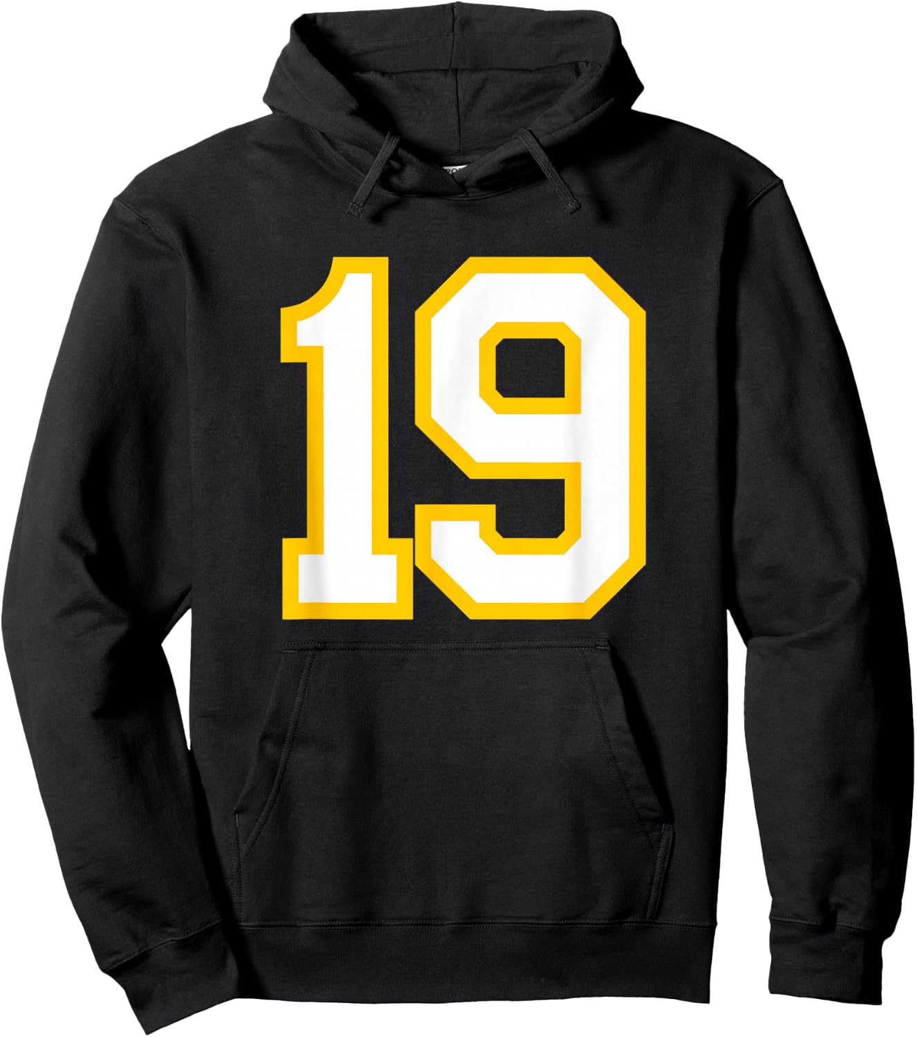 Yellow White Sports Team Number #19 Hoodie - Hoodie | Black