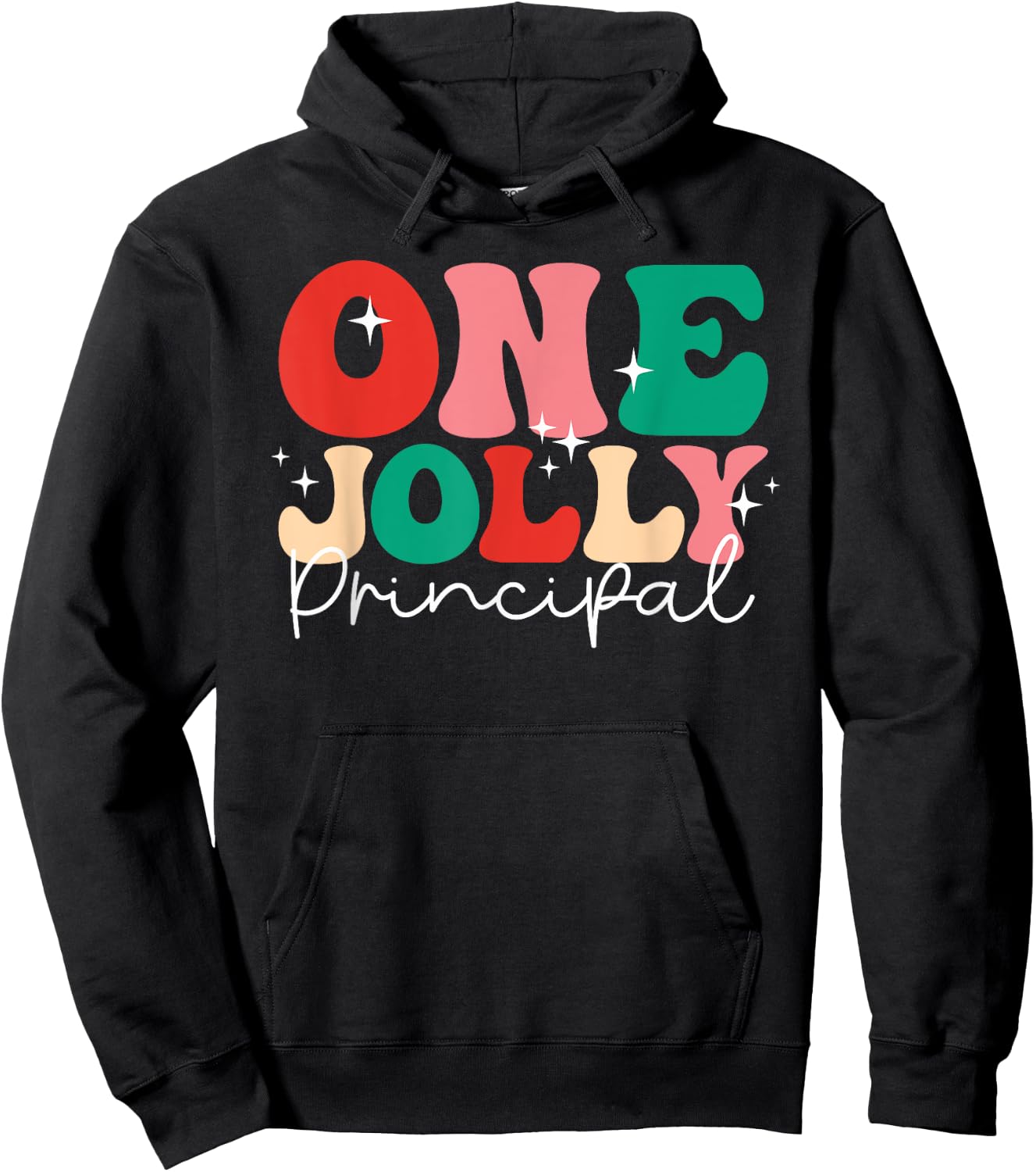 One Groovy School Family Group Holly Merry Shirts Adults Kids Retro Casual Black Short Sleeve Small U-Neck Hoodie - Hoodie | Black