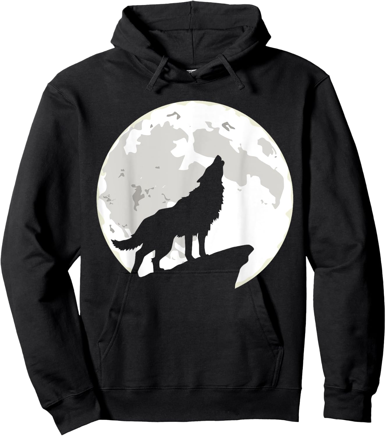 Wolf Howling At The Moon Hoodie - Hoodie | Black
